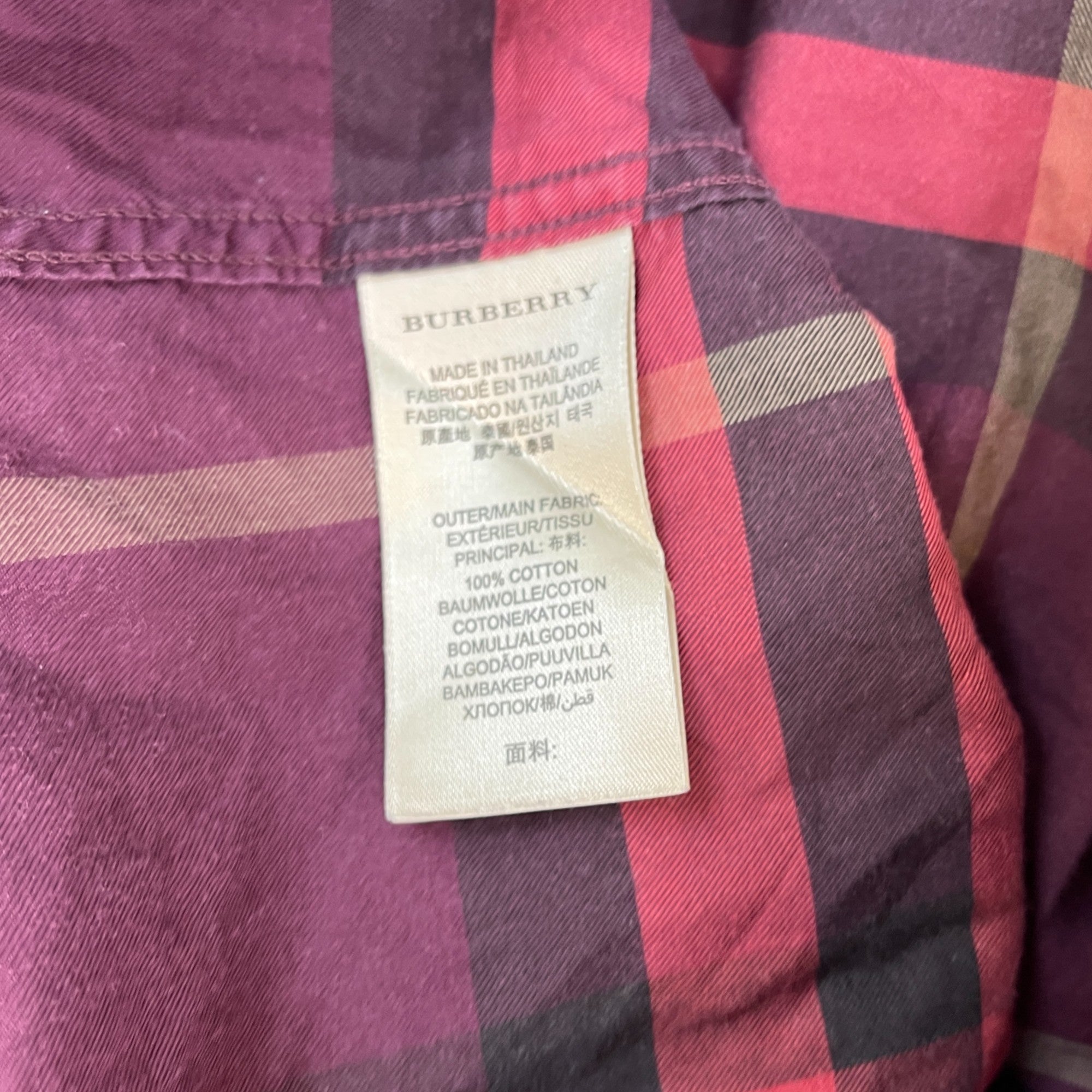 Men's Checkered Shirt Burgundy Size M