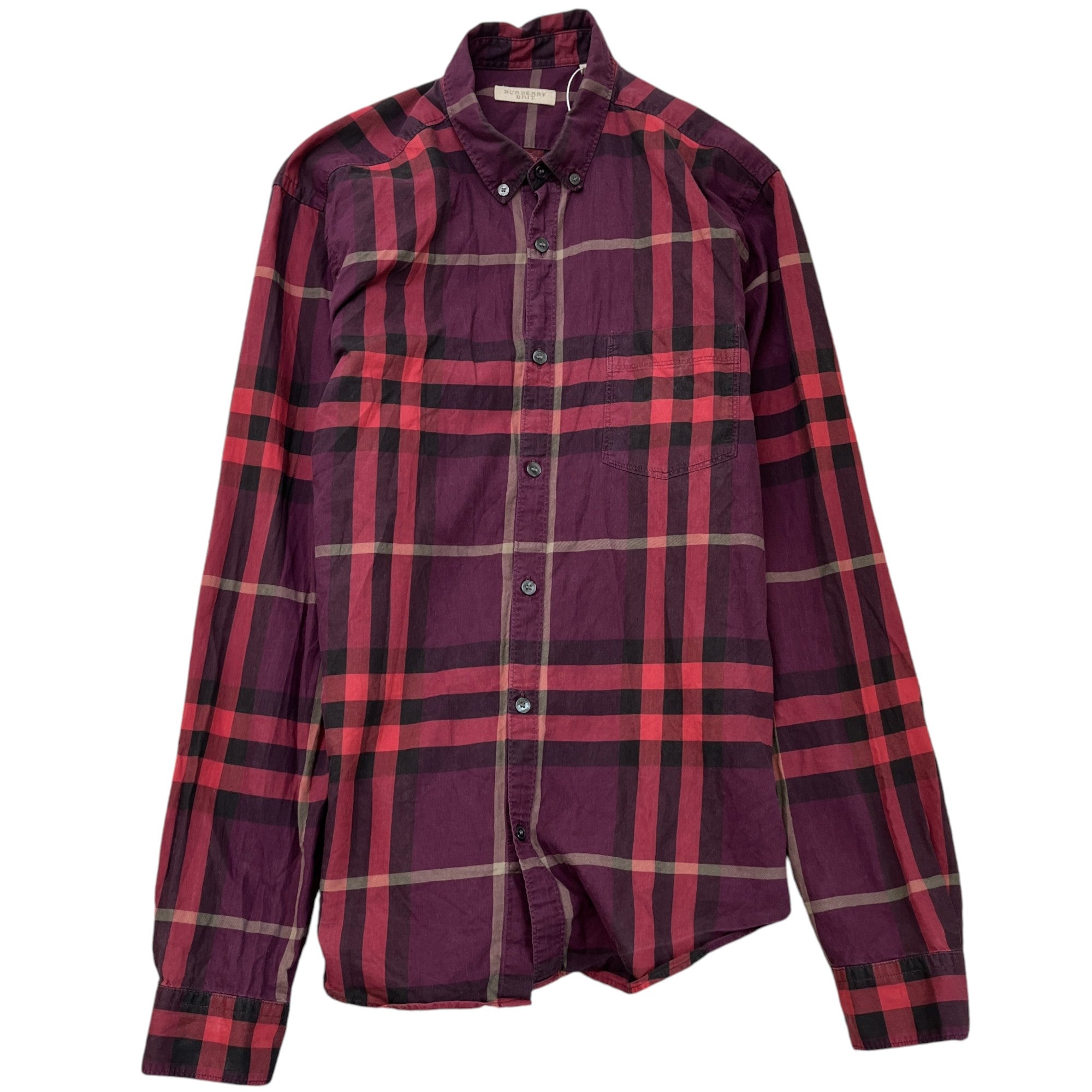 Men's Checkered Shirt Burgundy Size M