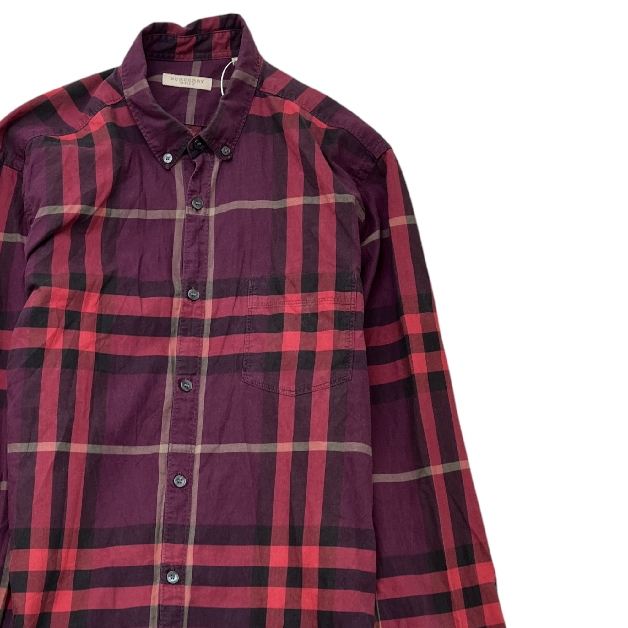 Men's Checkered Shirt Burgundy Size M