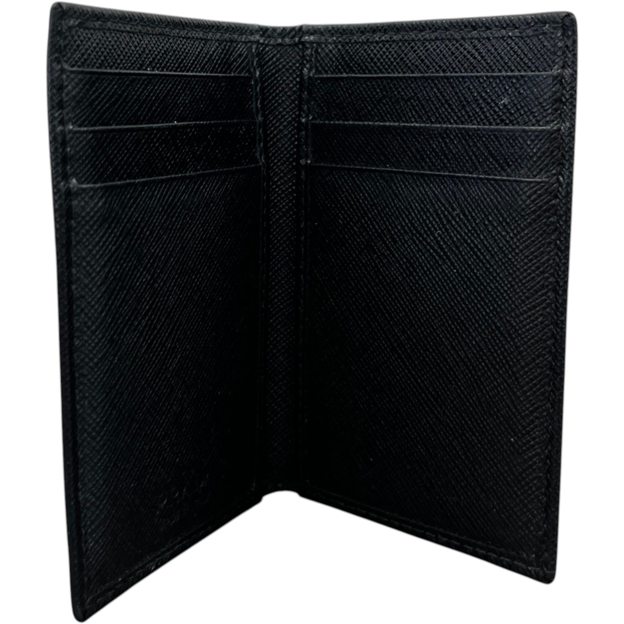 Men's Small Saffiano Leather Plaque Logo Wallet Black