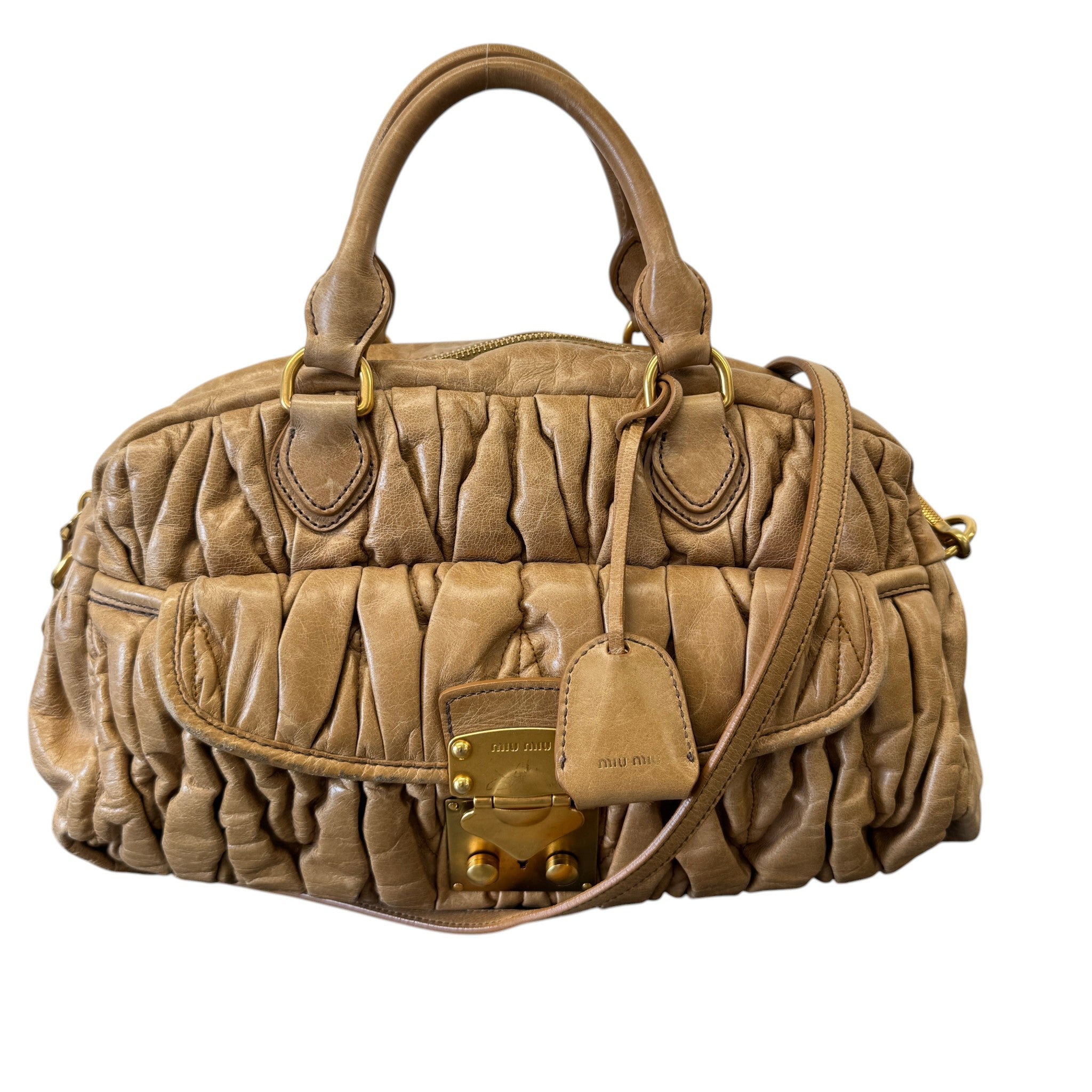 Women's Matelasse Leather Handbag Beige