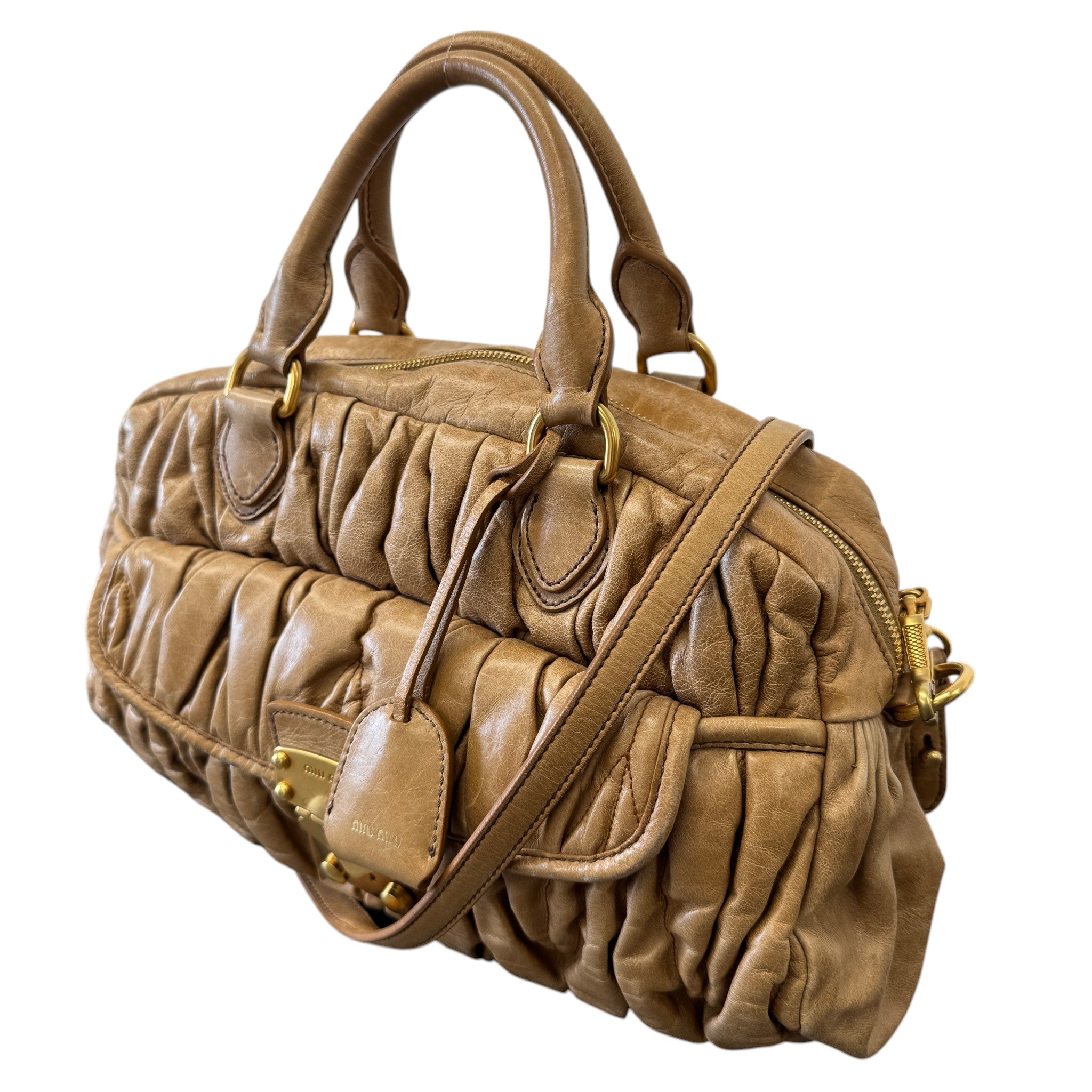 Women's Matelasse Leather Handbag Beige