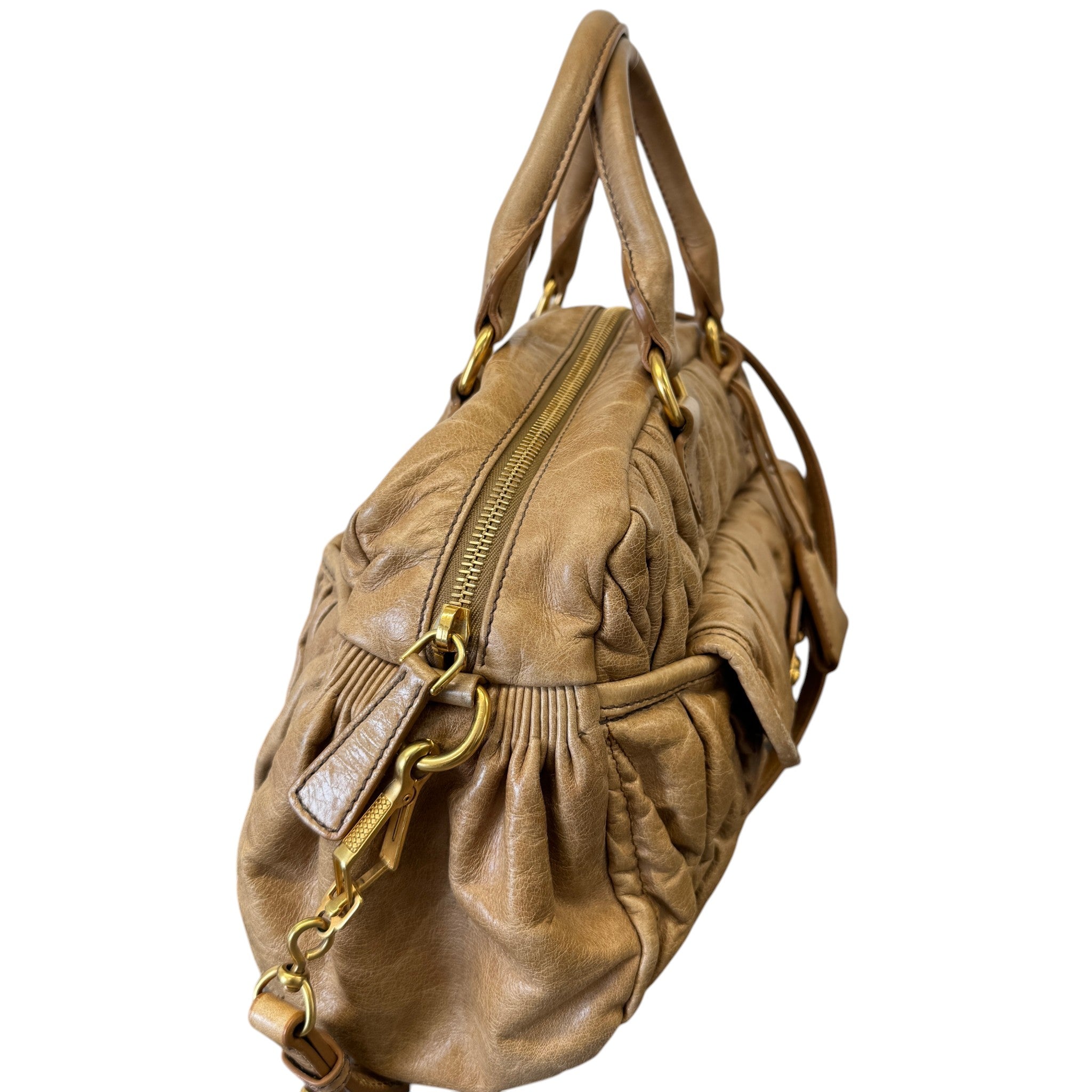 Women's Matelasse Leather Handbag Beige