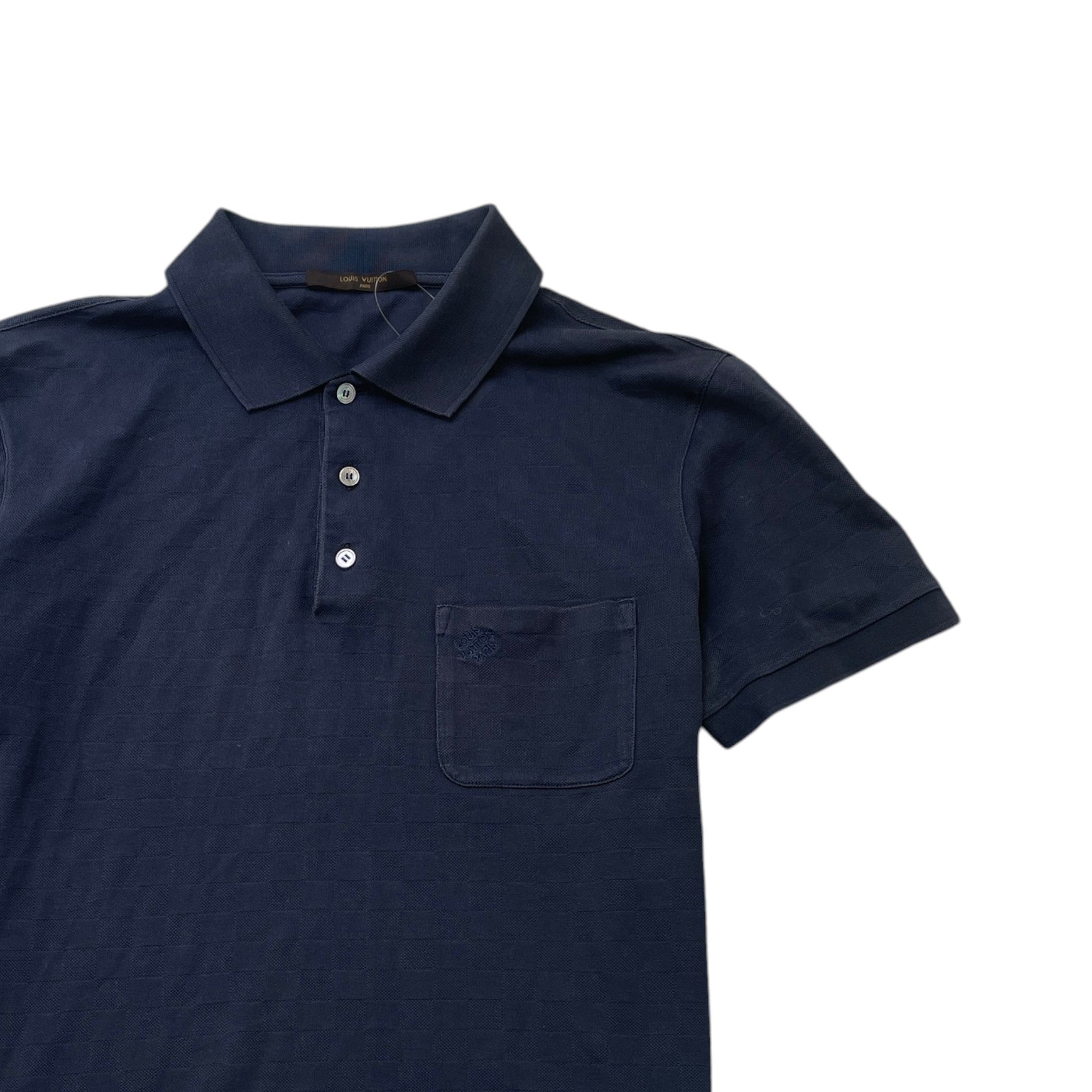 Men's Damier Polo Shirt Navy Size M