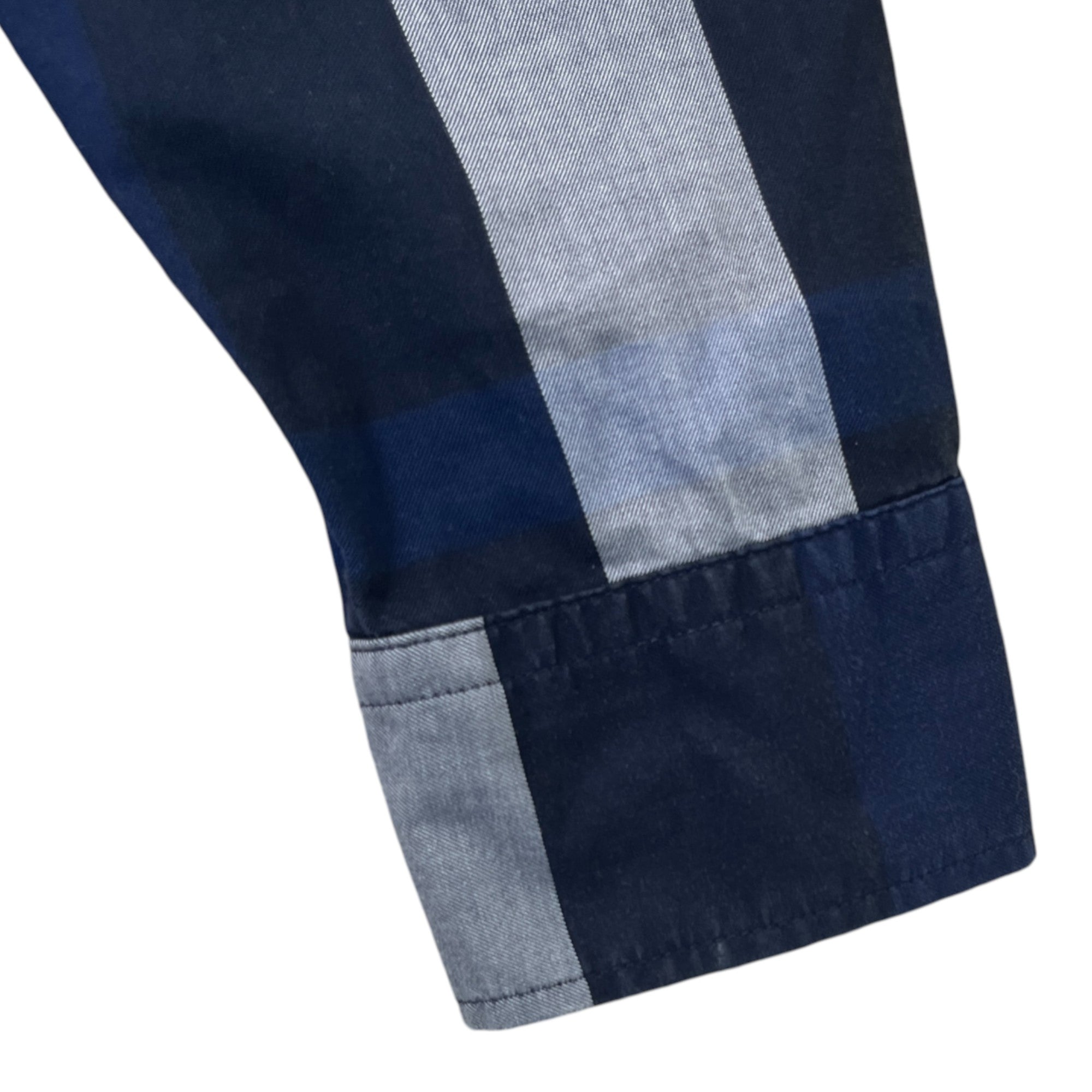 Men's Check Print Long Sleeve Shirt Navy Size S