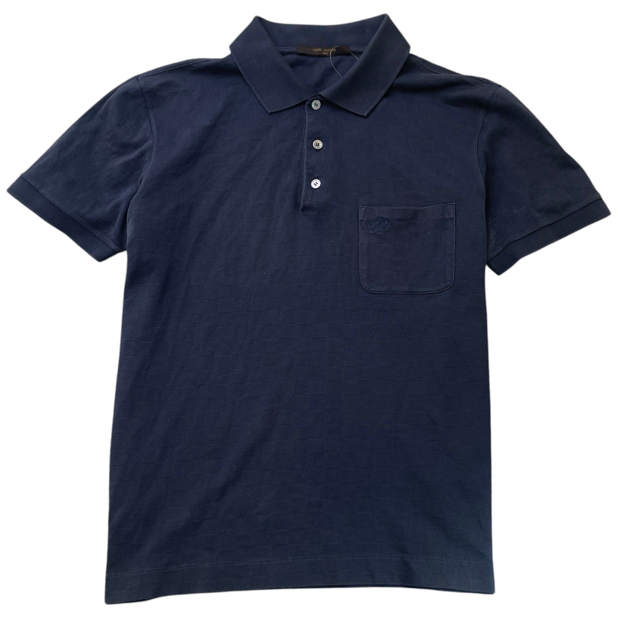 Men's Damier Polo Shirt Navy Size M