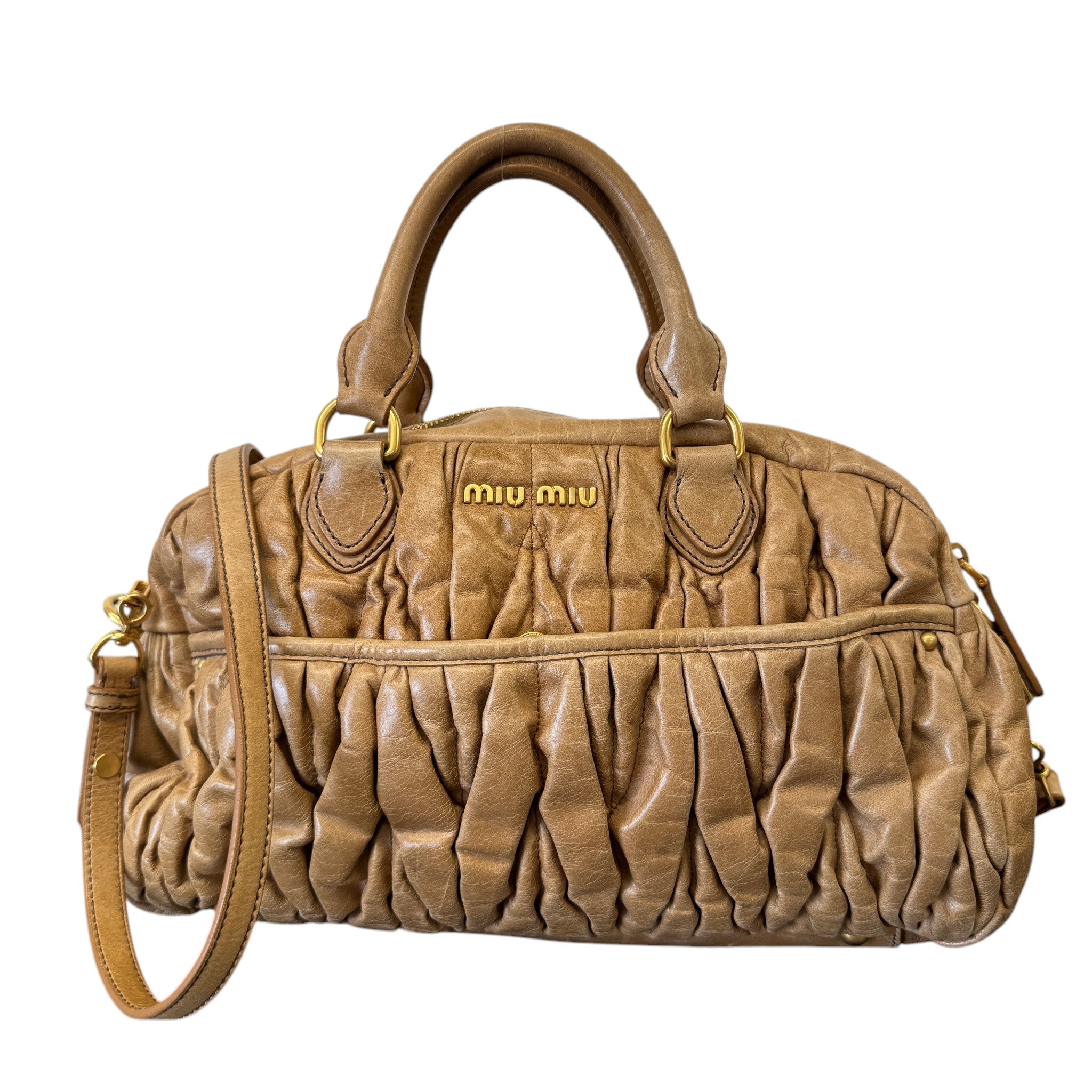 Women's Matelasse Leather Handbag Beige
