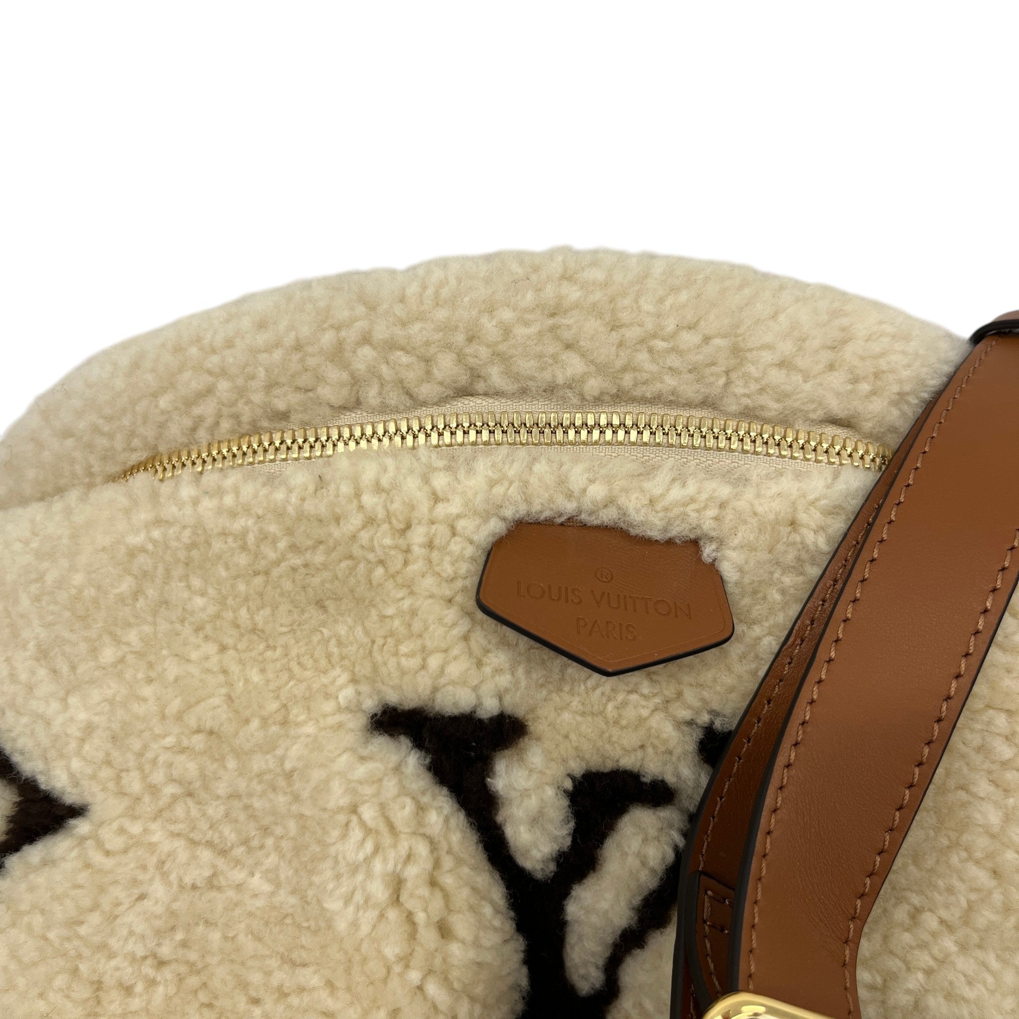 Women's Monogram Teddy Shearling Ski Belt Bag Cream