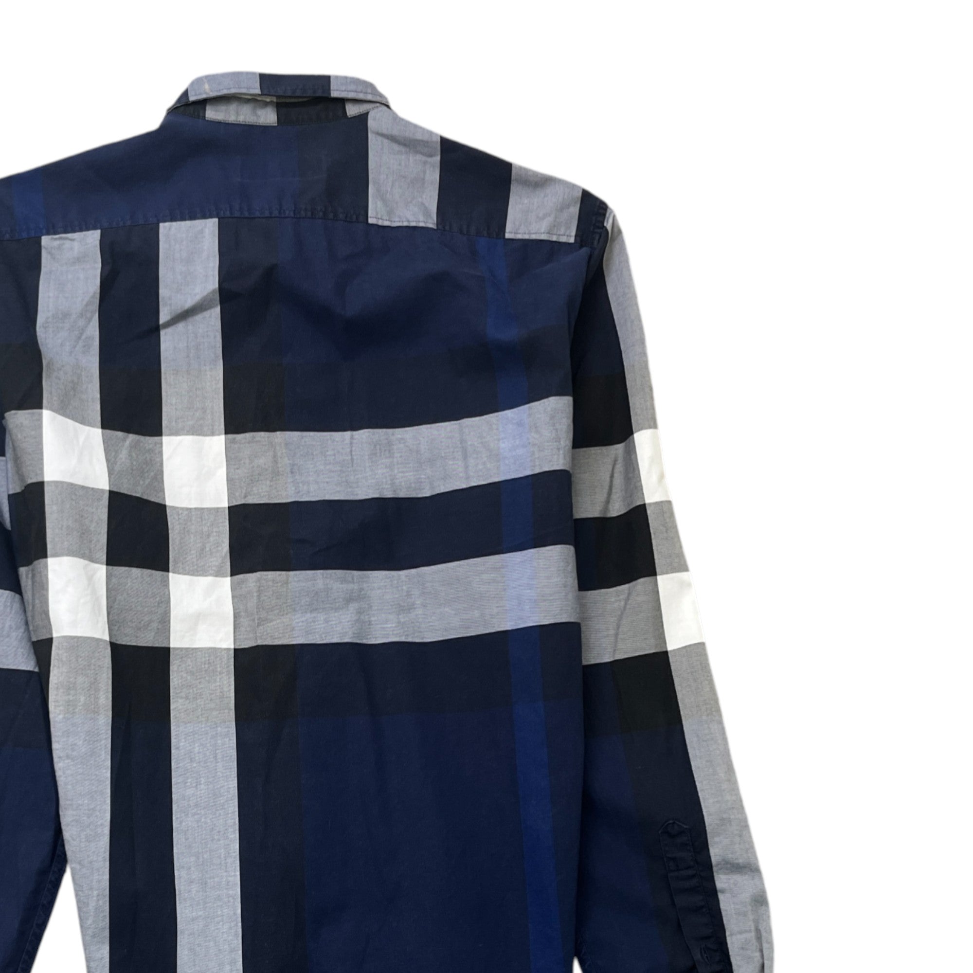 Men's Check Print Long Sleeve Shirt Navy Size S