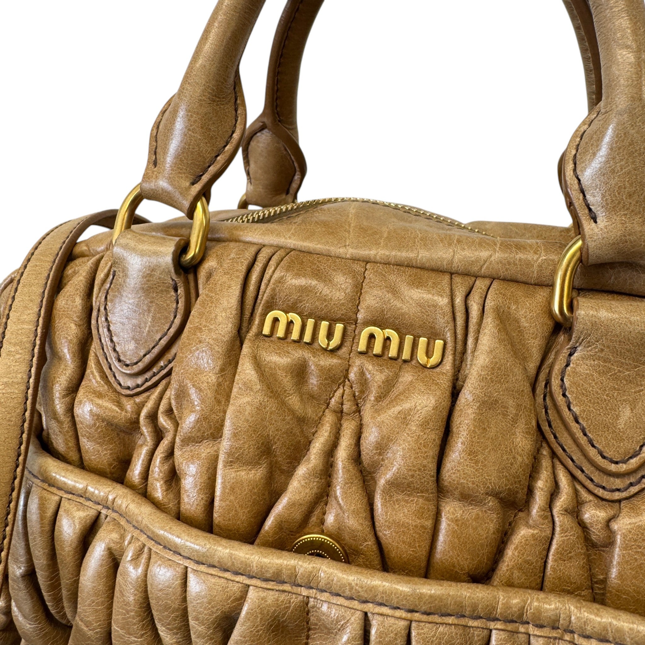 Women's Matelasse Leather Handbag Beige
