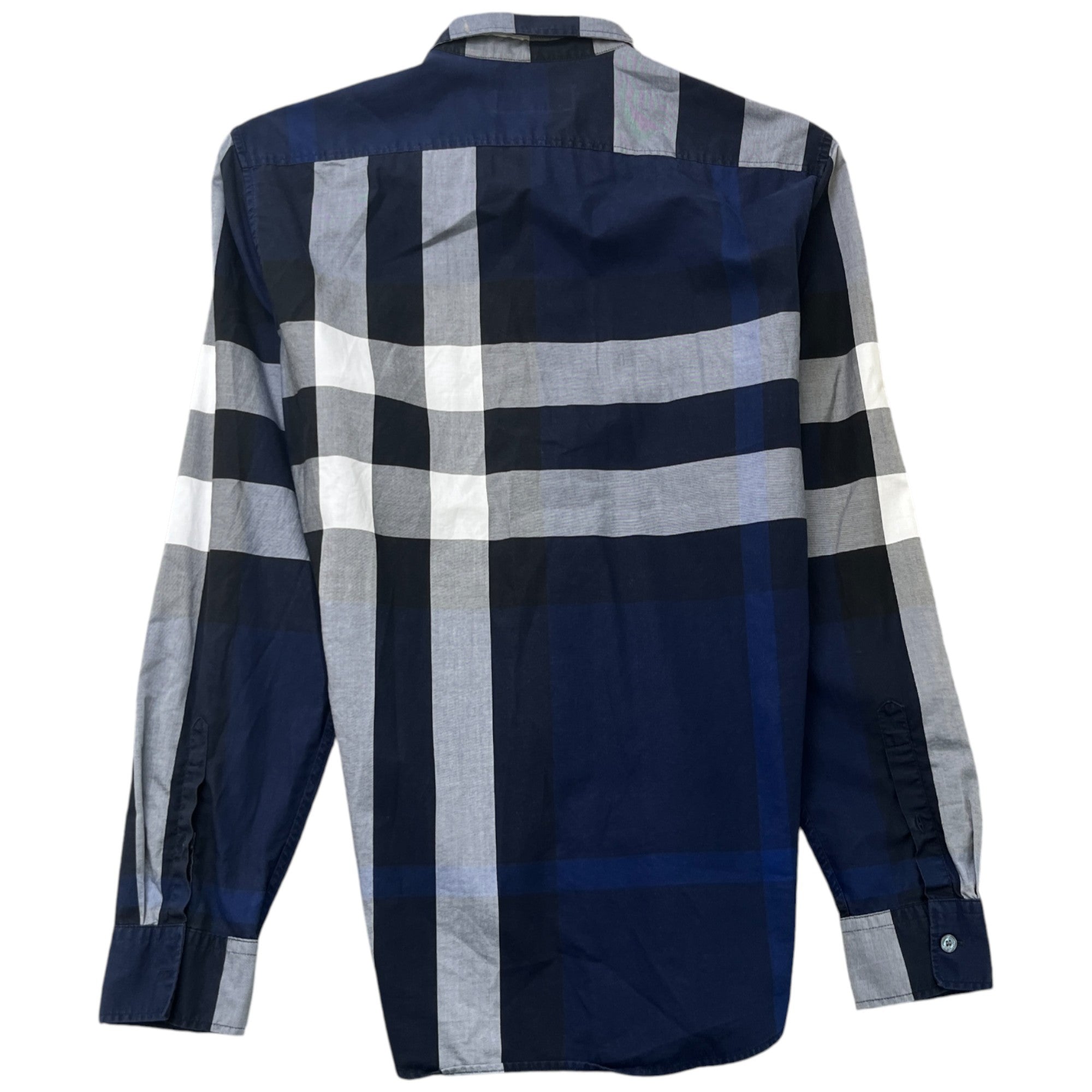 Men's Check Print Long Sleeve Shirt Navy Size S