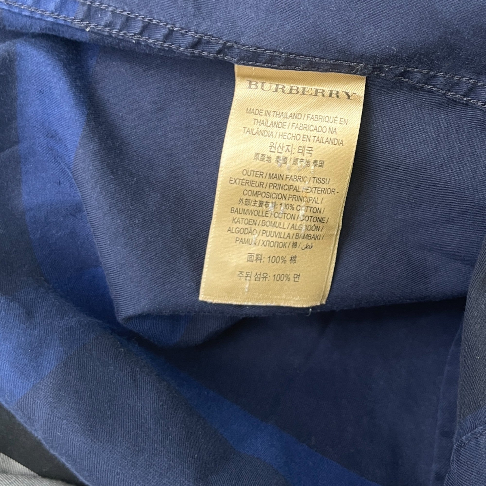 Men's Check Print Long Sleeve Shirt Navy Size S