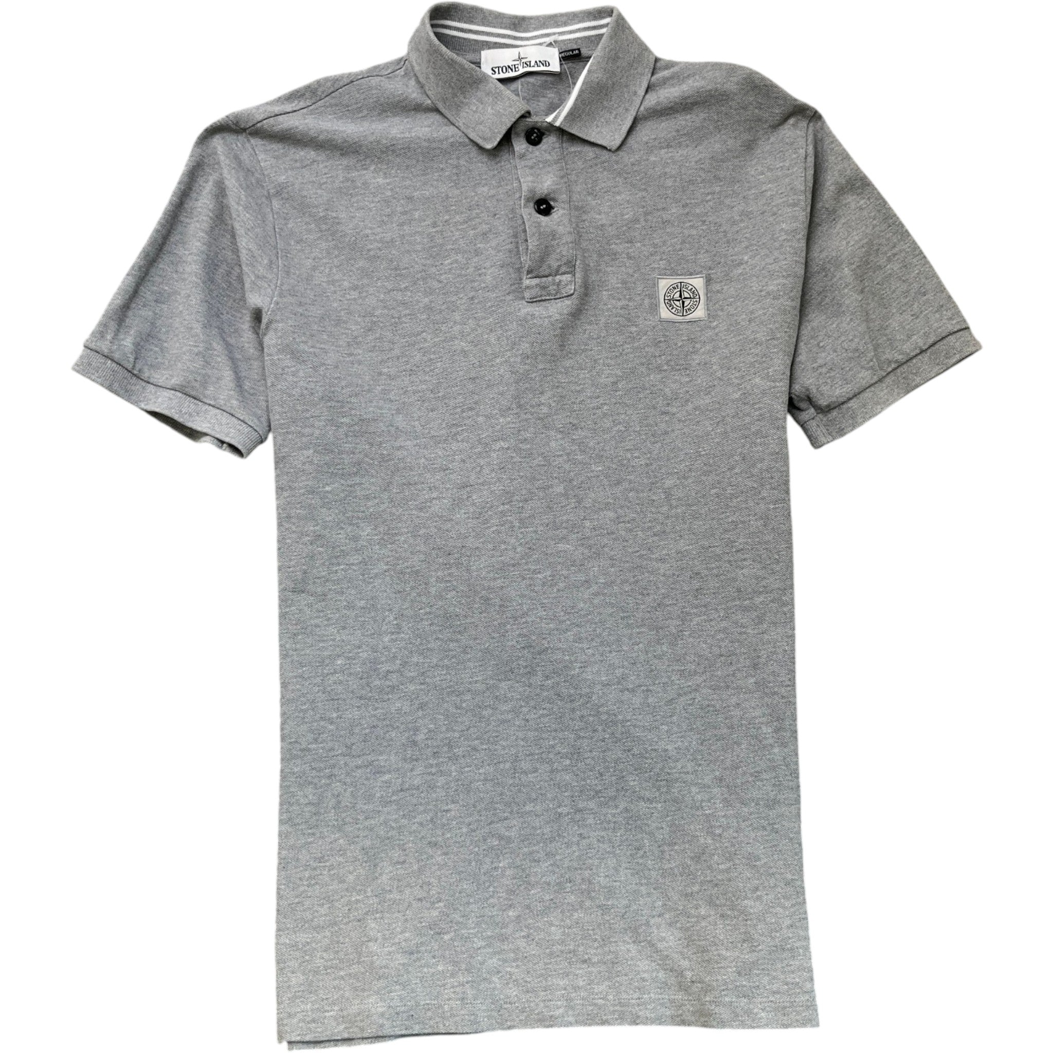 Men's Compass Logo Patch Polo Shirt Grey Size M