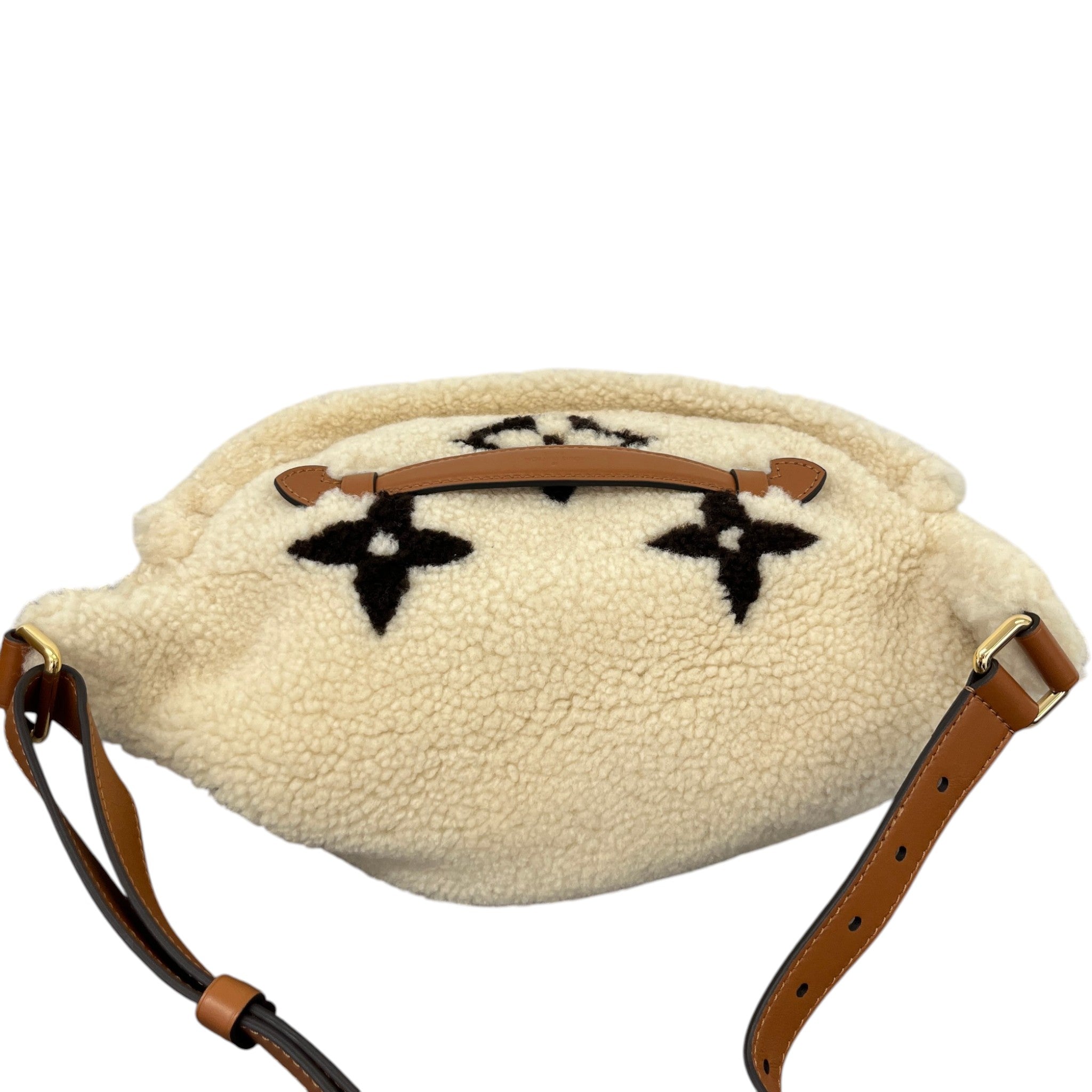 Women's Monogram Teddy Shearling Ski Belt Bag Cream