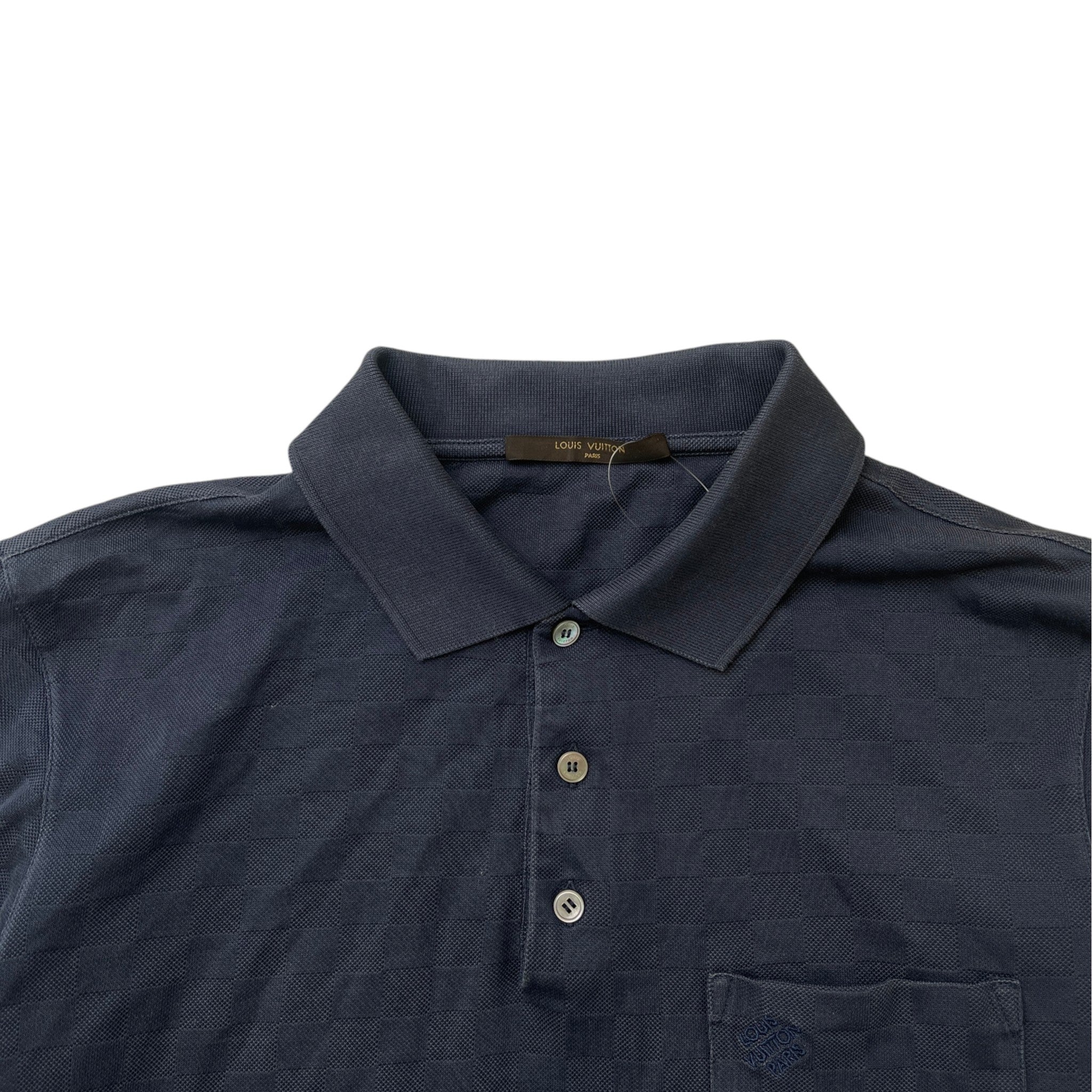Men's Damier Polo Shirt Navy Size M
