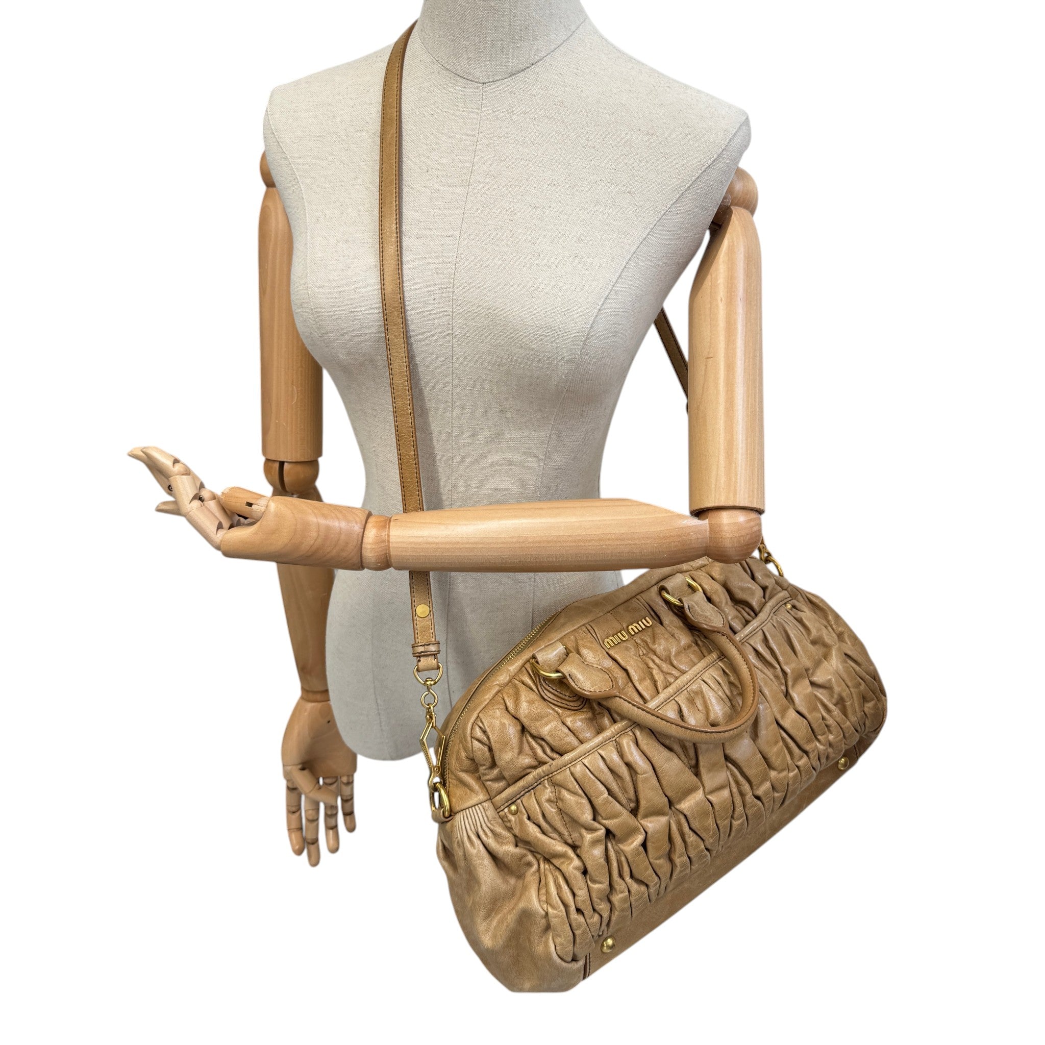 Women's Matelasse Leather Handbag Beige
