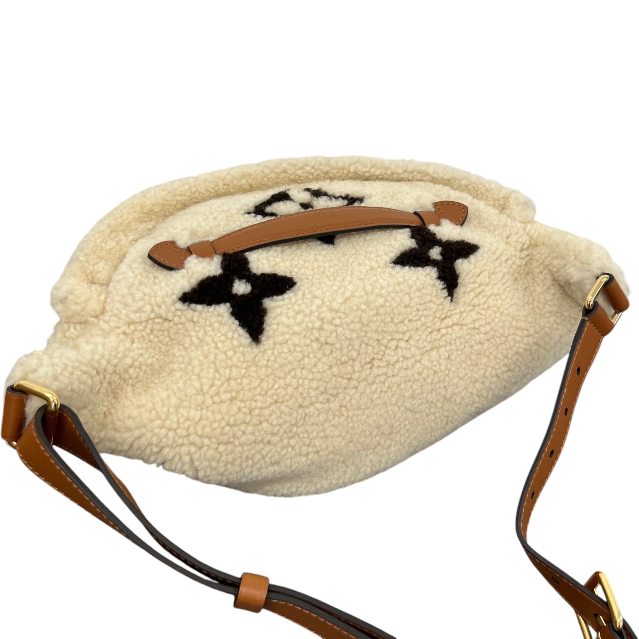 Women's Monogram Teddy Shearling Ski Belt Bag Cream