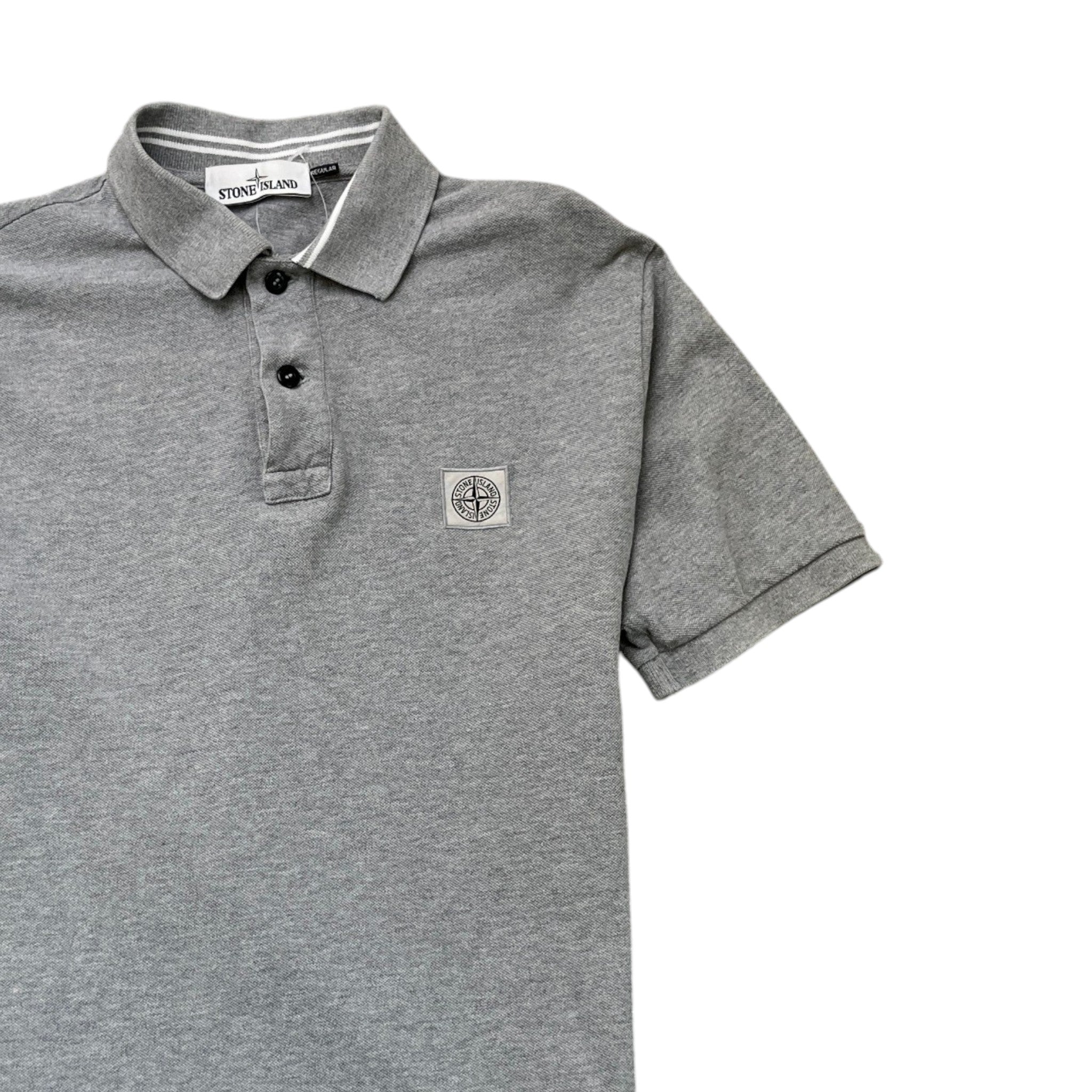 Men's Compass Logo Patch Polo Shirt Grey Size M