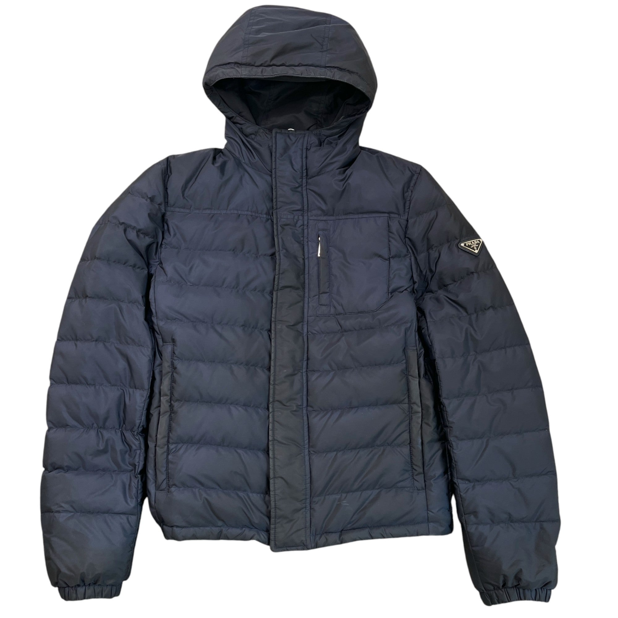 Men's Plaque Logo Hooded Down Jacket Navy Size IT 46 / S