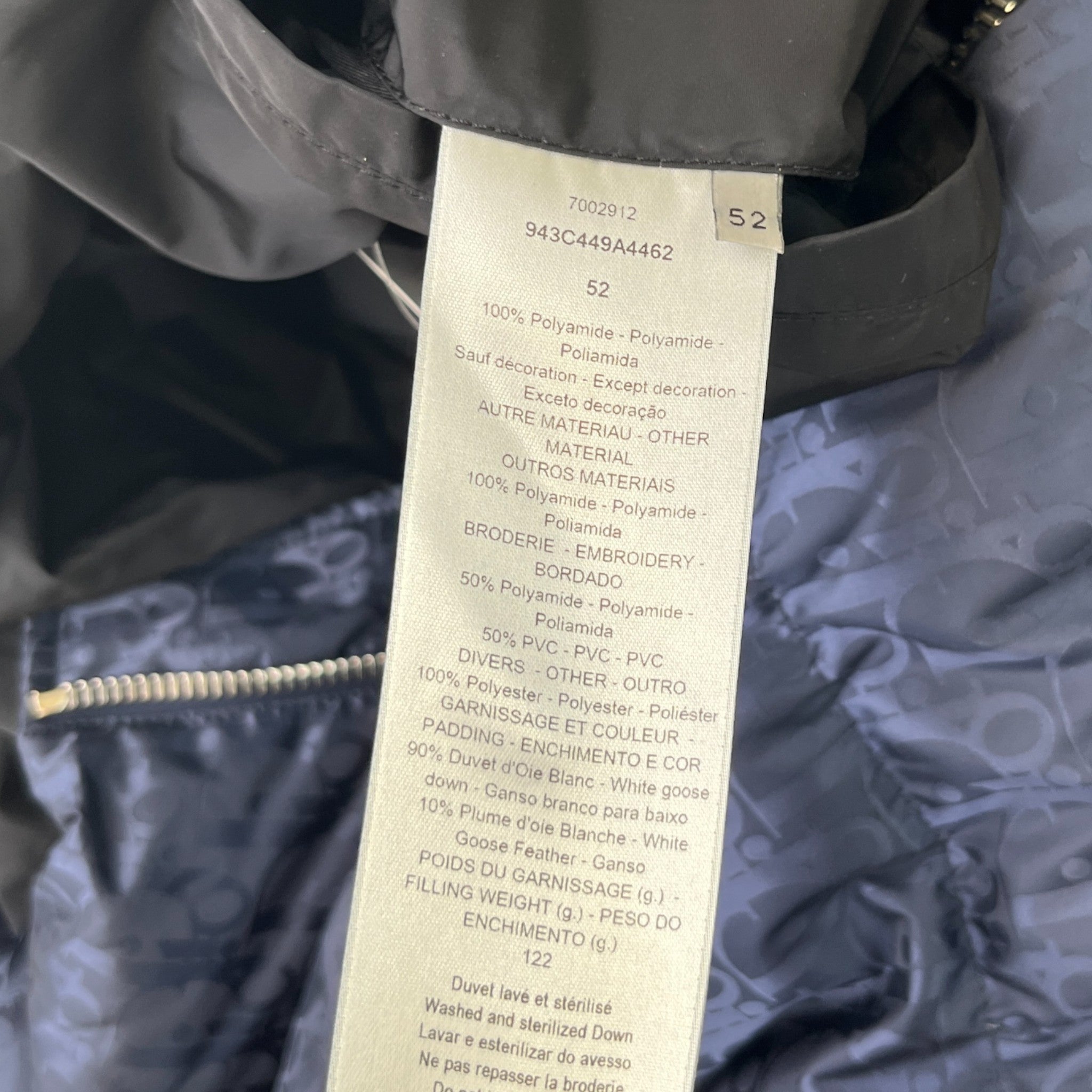 Men's Oblique Down Jacket Blue Size IT 52 / XL