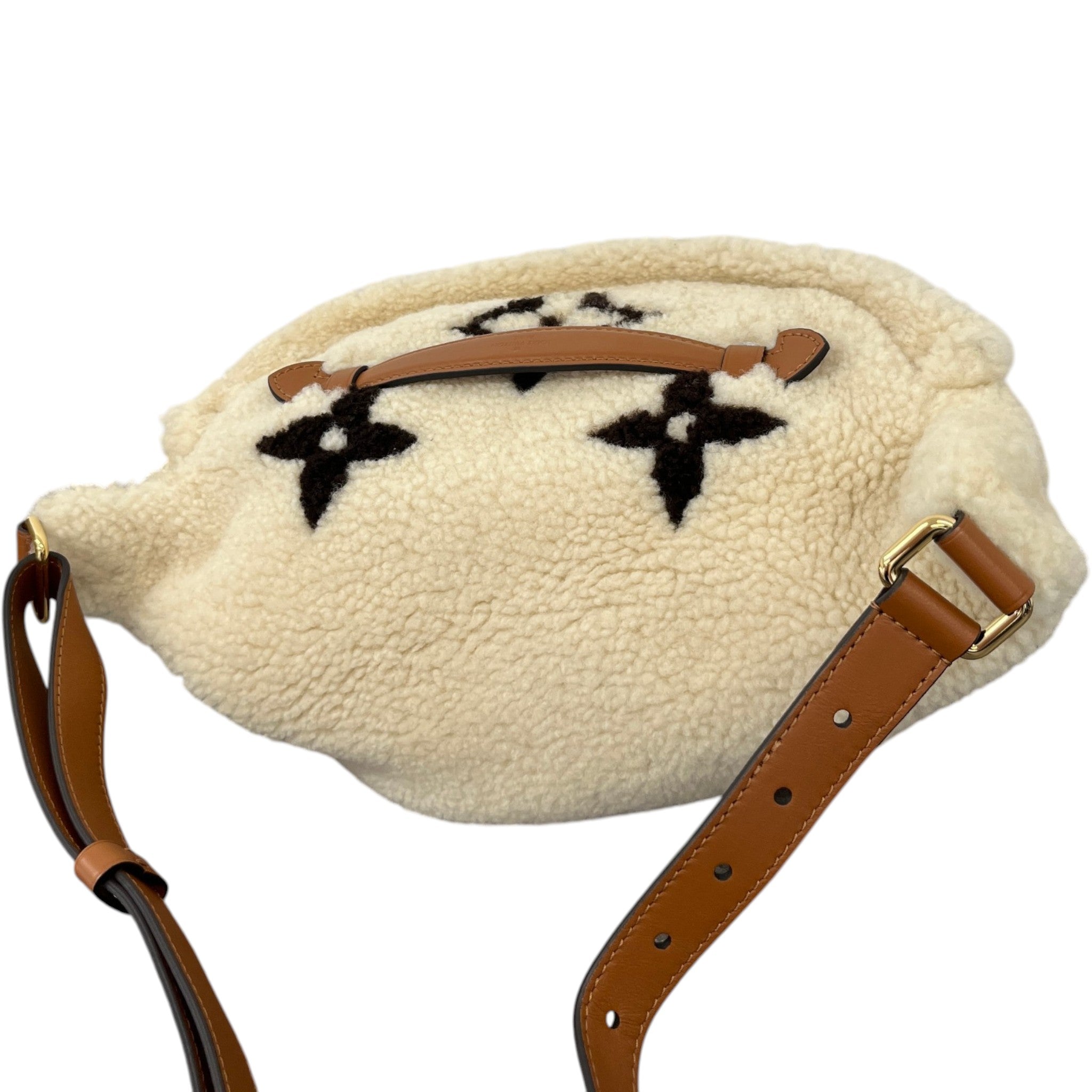 Women's Monogram Teddy Shearling Ski Belt Bag Cream