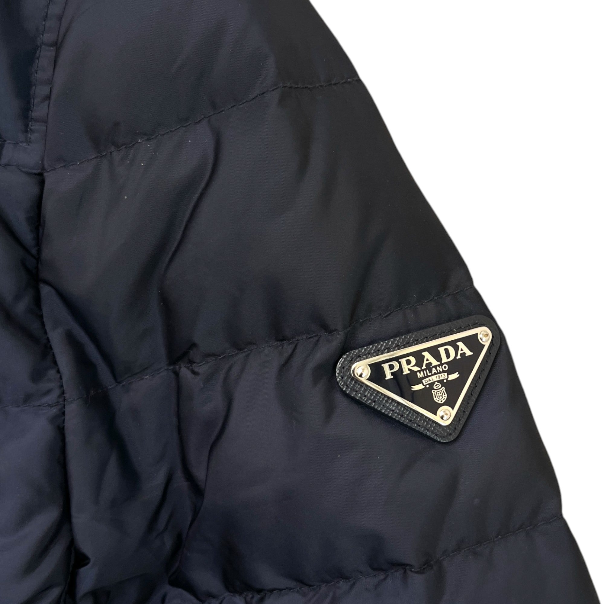 Men's Plaque Logo Hooded Down Jacket Navy Size IT 46 / S