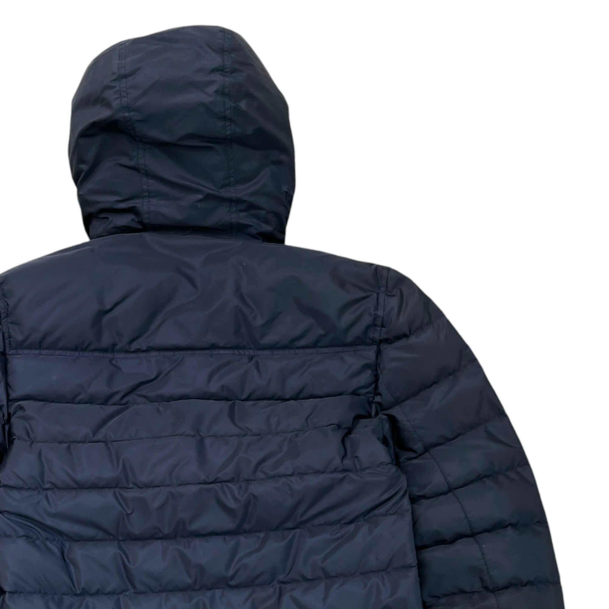 Men's Plaque Logo Hooded Down Jacket Navy Size IT 46 / S