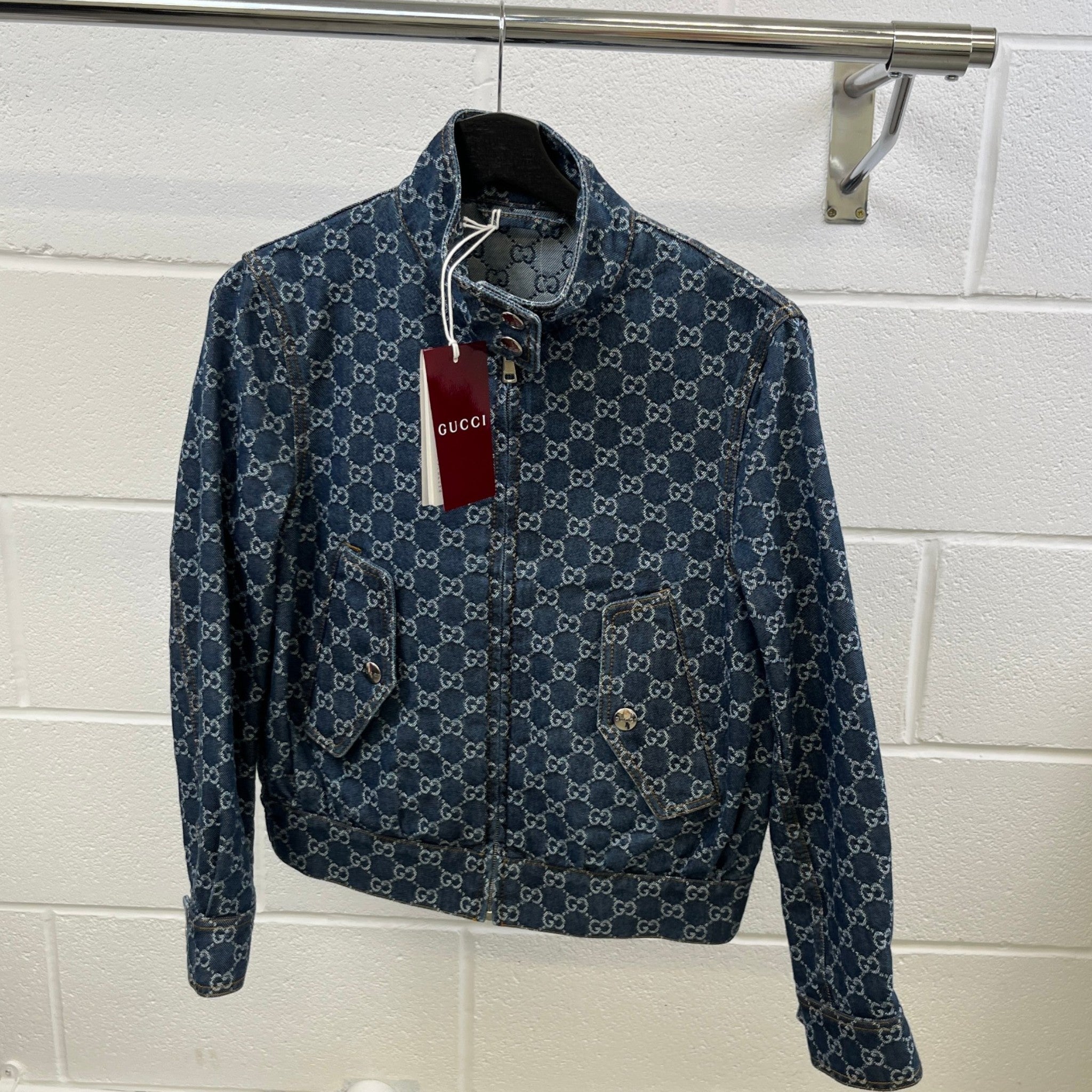 Women's Gg Supreme Bomber Denim Jacket Blue Size IT 38 / UK 6