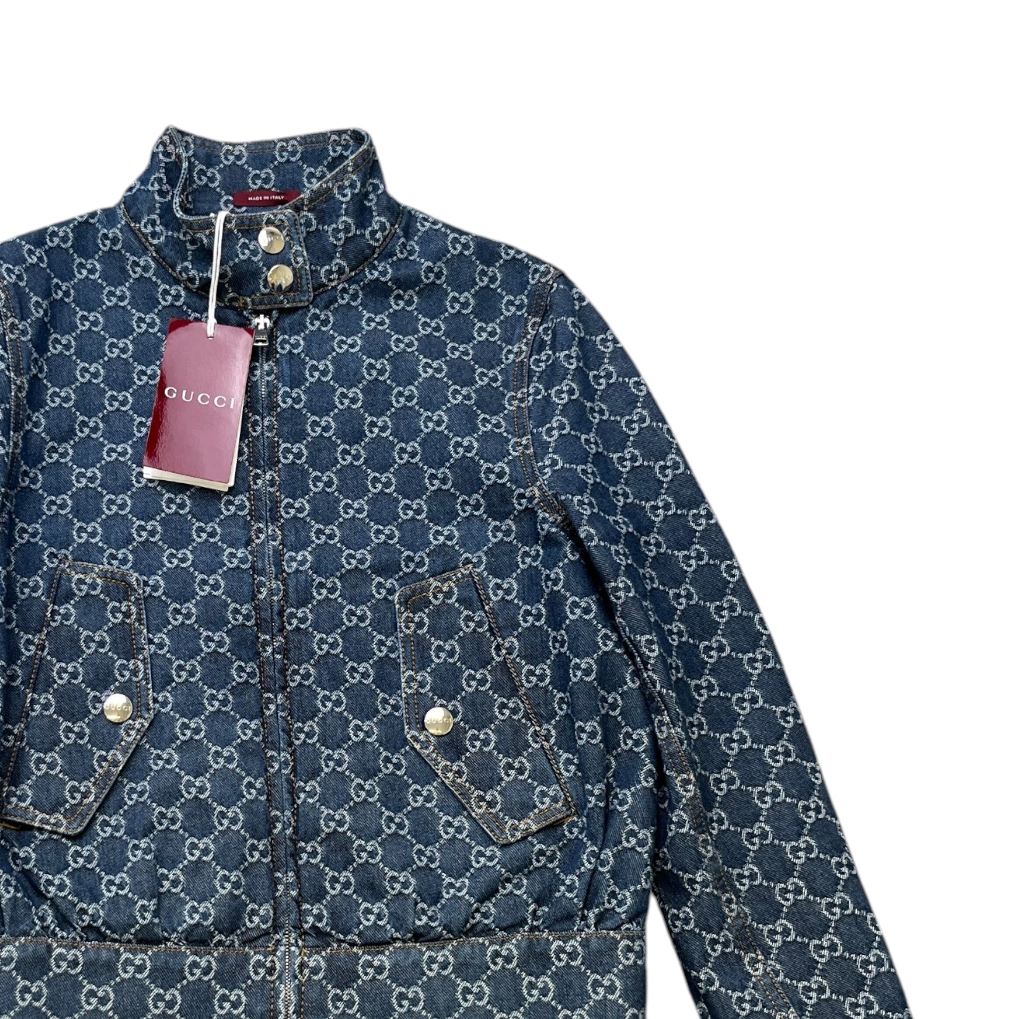 Women's Gg Supreme Bomber Denim Jacket Blue Size IT 38 / UK 6