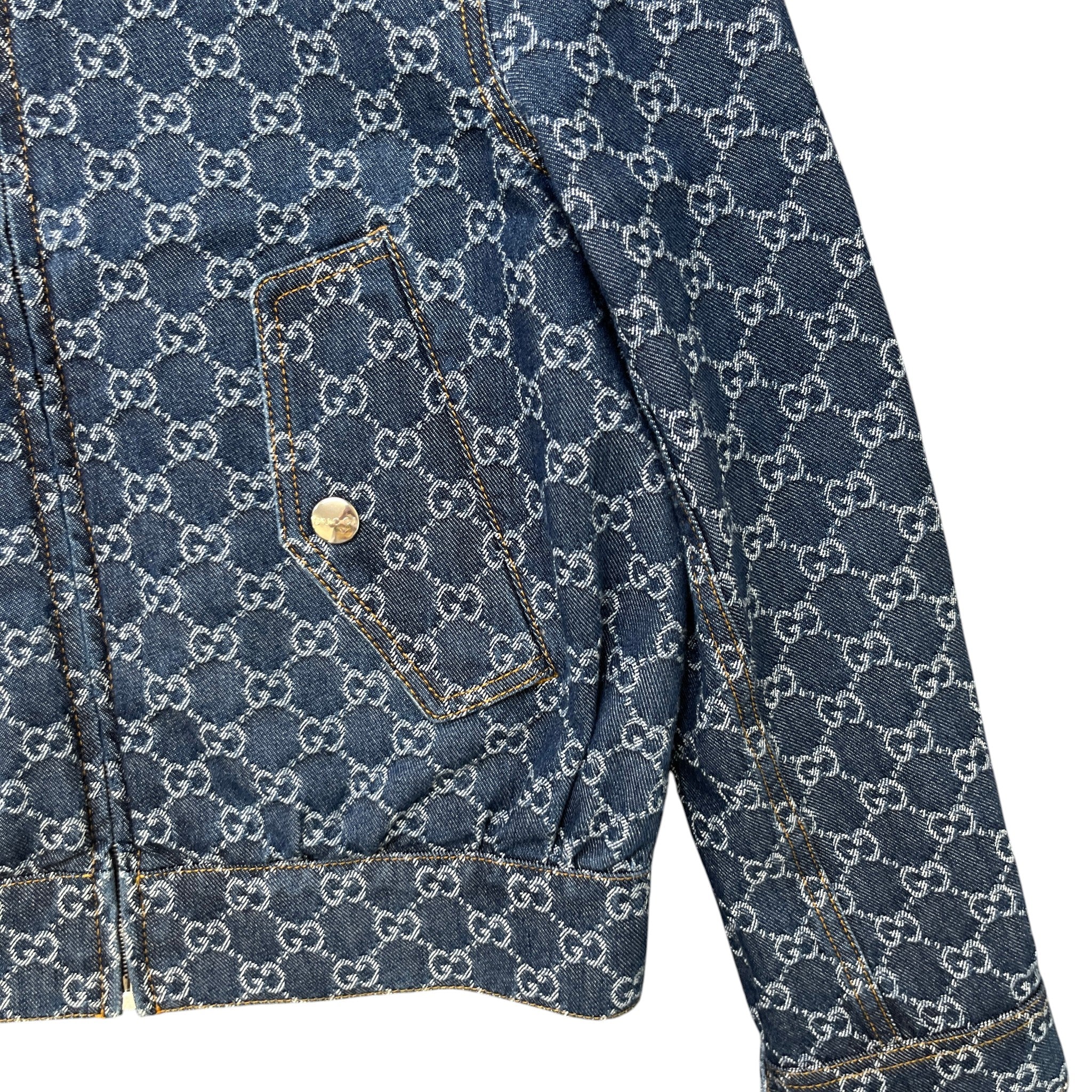 Women's Gg Supreme Bomber Denim Jacket Blue Size IT 38 / UK 6