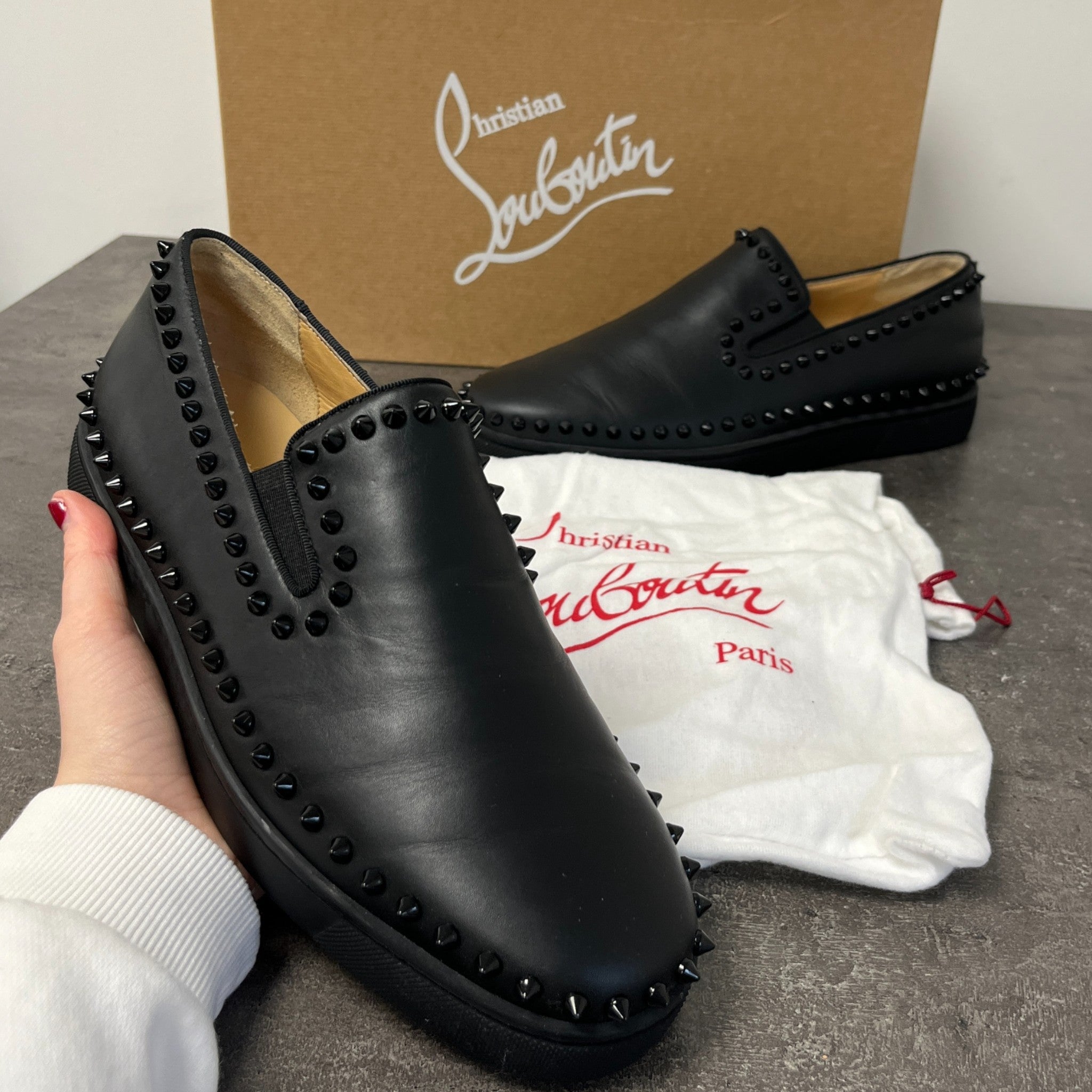 Men's Pik Boat Flat Loafers Black Size EU 41 / UK 7