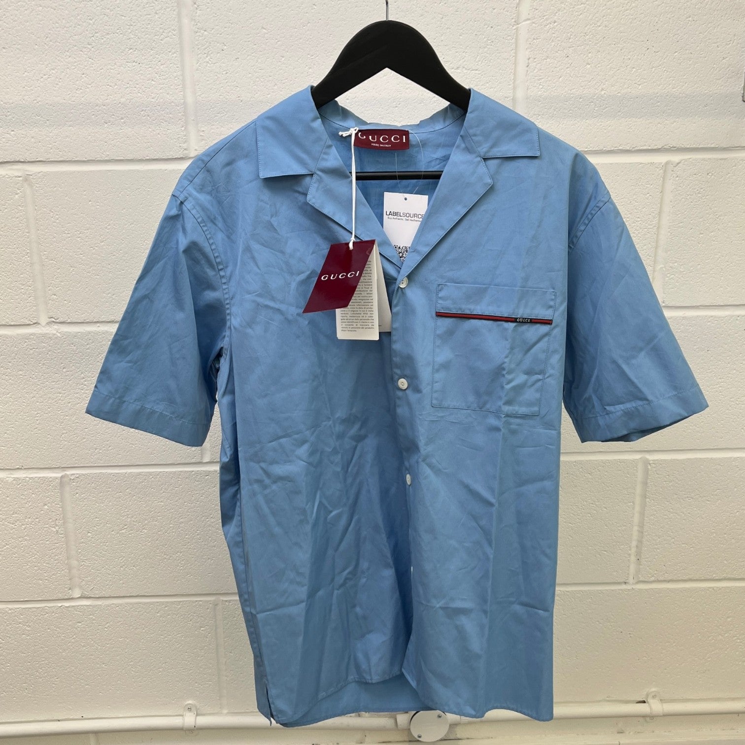 Men's Disco Bowling Short Sleeve Shirt Blue Size IT 46 / UK S