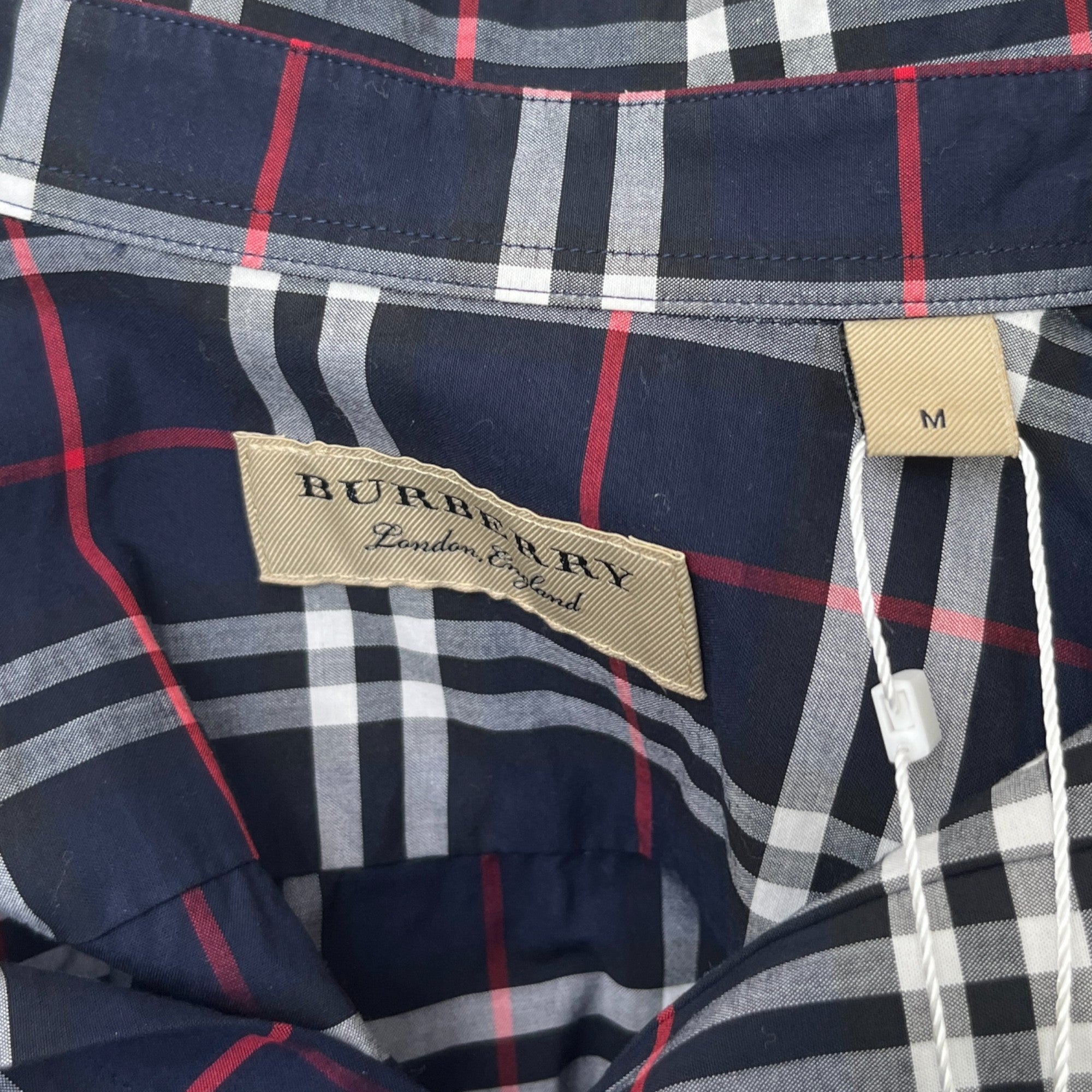 Men's Check Print Long Sleeve Shirt Navy Size M