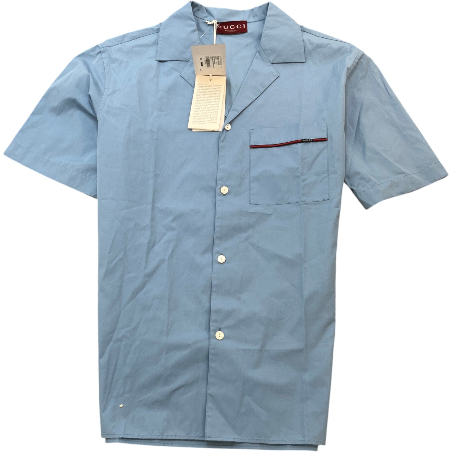 Men's Disco Bowling Short Sleeve Shirt Blue Size IT 46 / UK S
