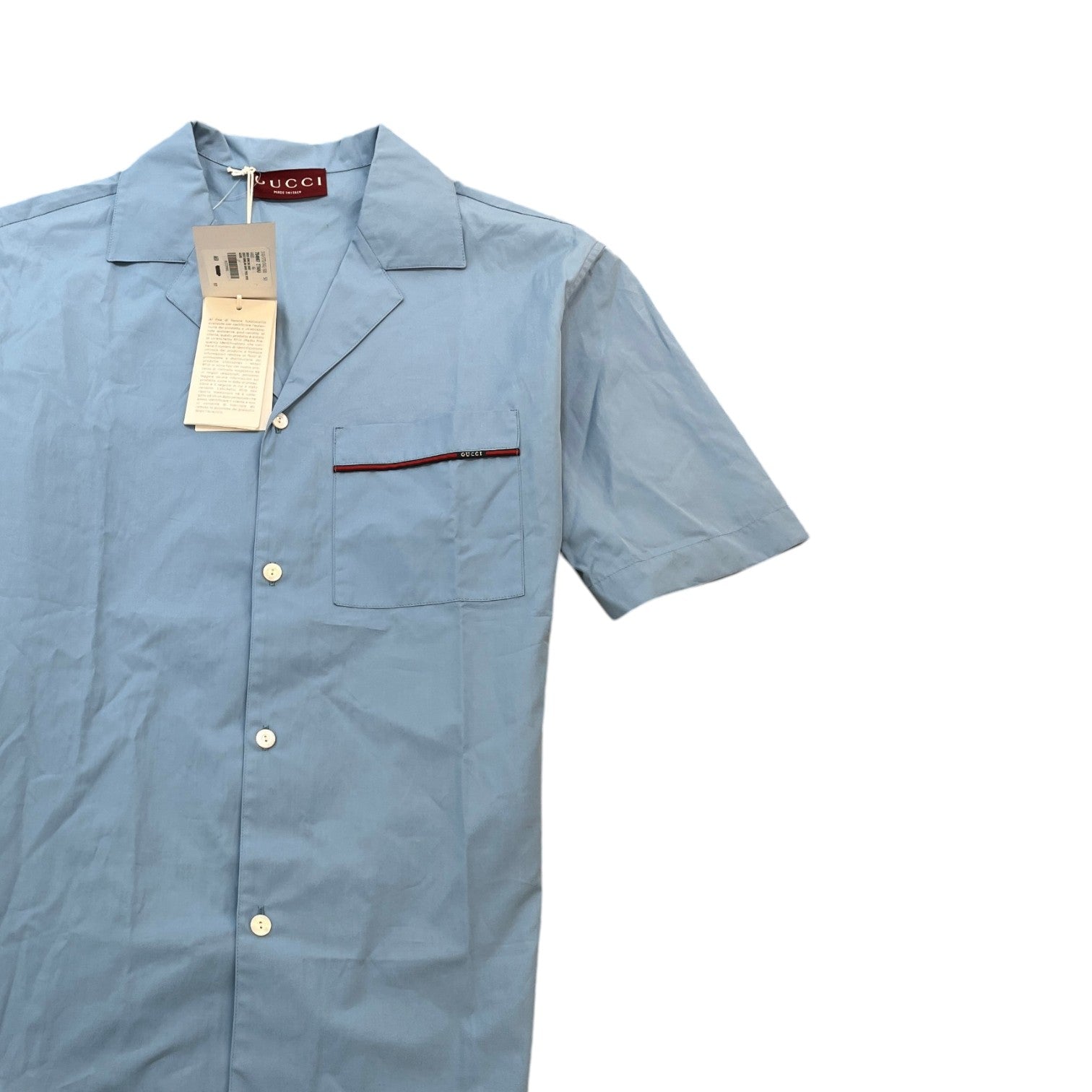 Men's Disco Bowling Short Sleeve Shirt Blue Size IT 46 / UK S