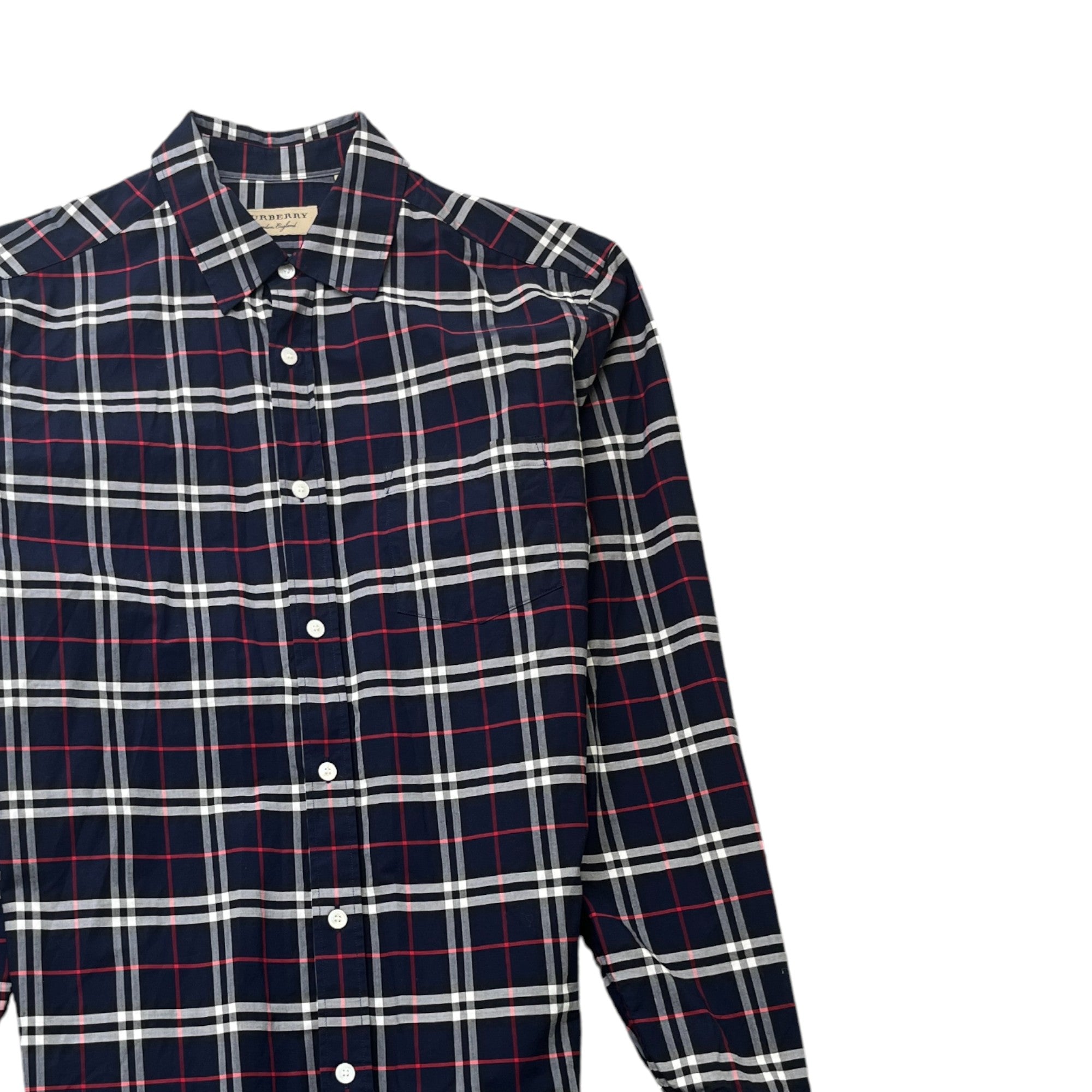 Men's Check Print Long Sleeve Shirt Navy Size M