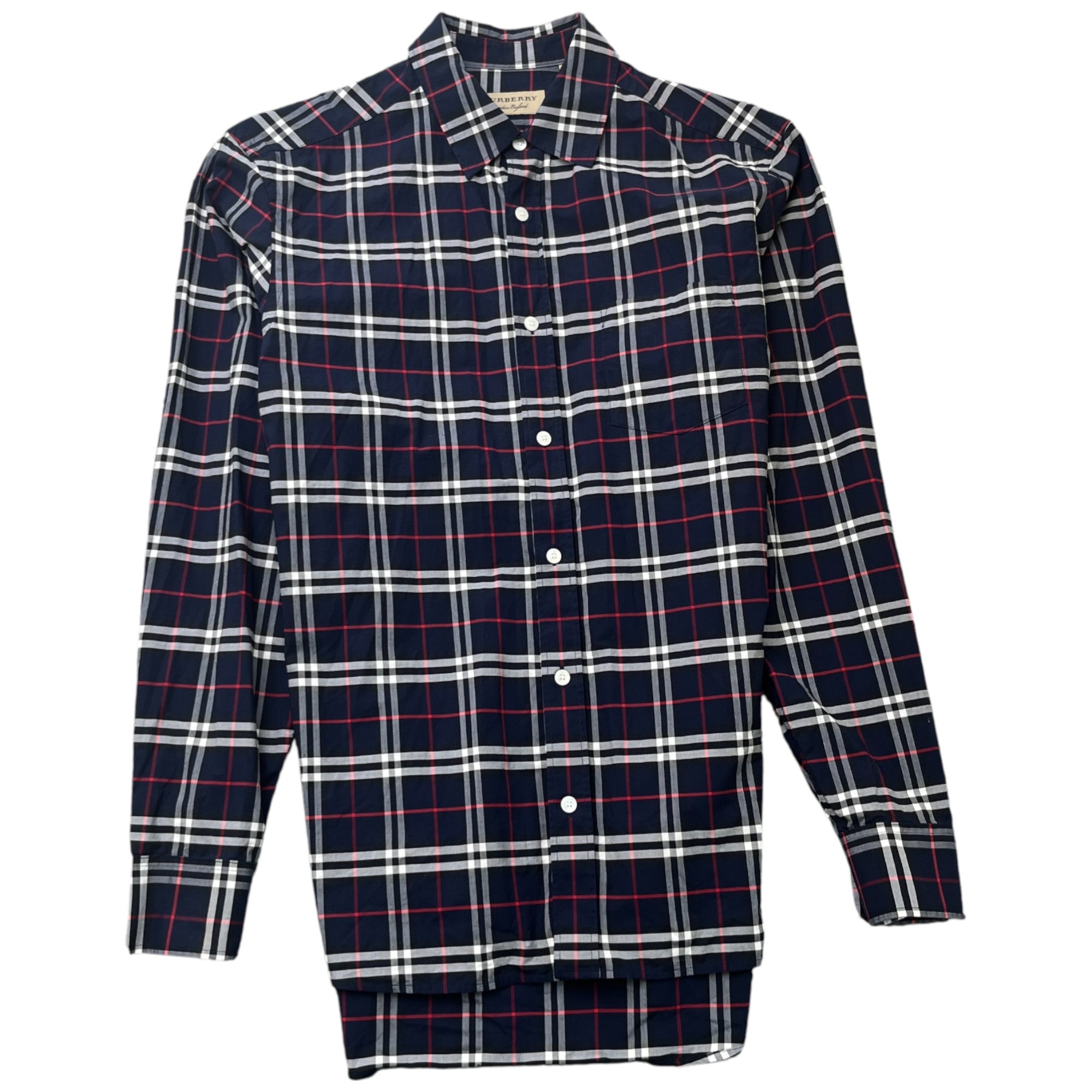 Men's Check Print Long Sleeve Shirt Navy Size M