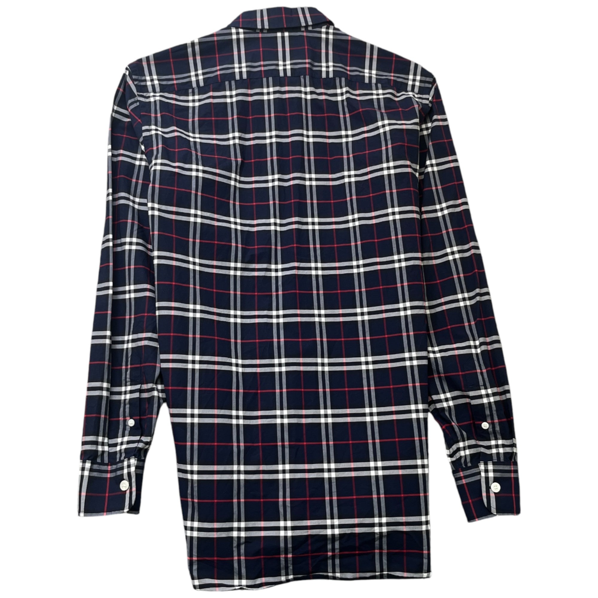Men's Check Print Long Sleeve Shirt Navy Size M