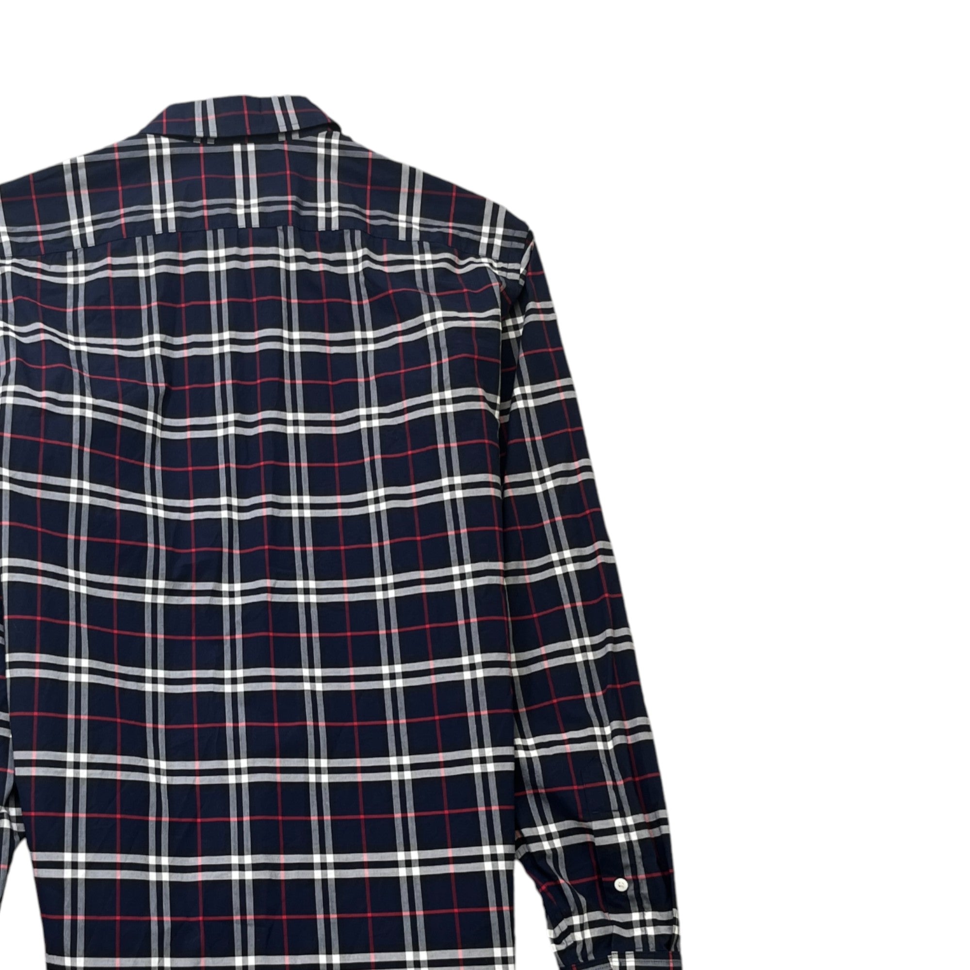 Men's Check Print Long Sleeve Shirt Navy Size M