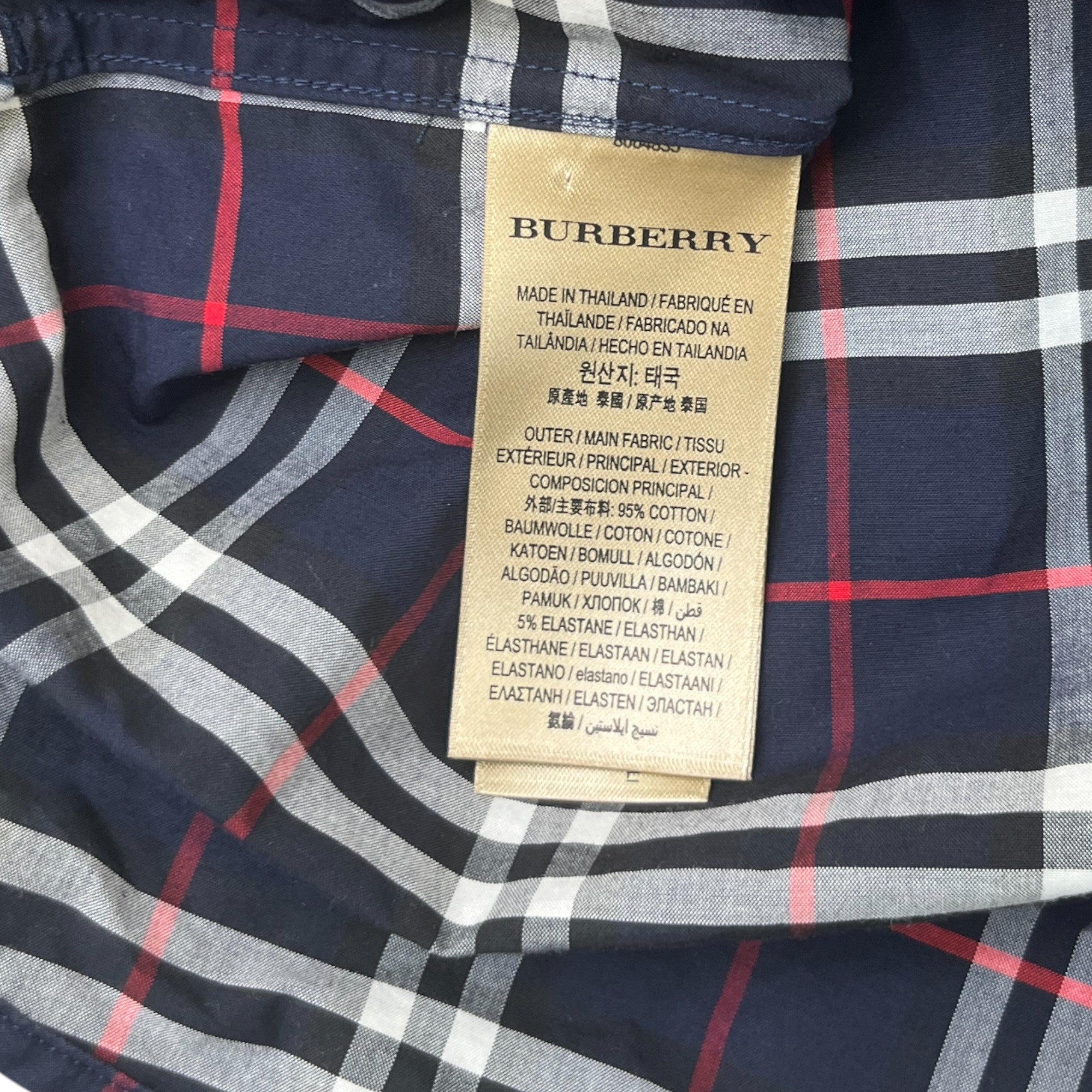 Men's Check Print Long Sleeve Shirt Navy Size M