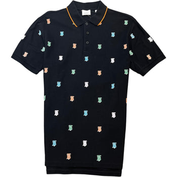 Men's TB Monogram Embroidered Polo Shirt Black Size S