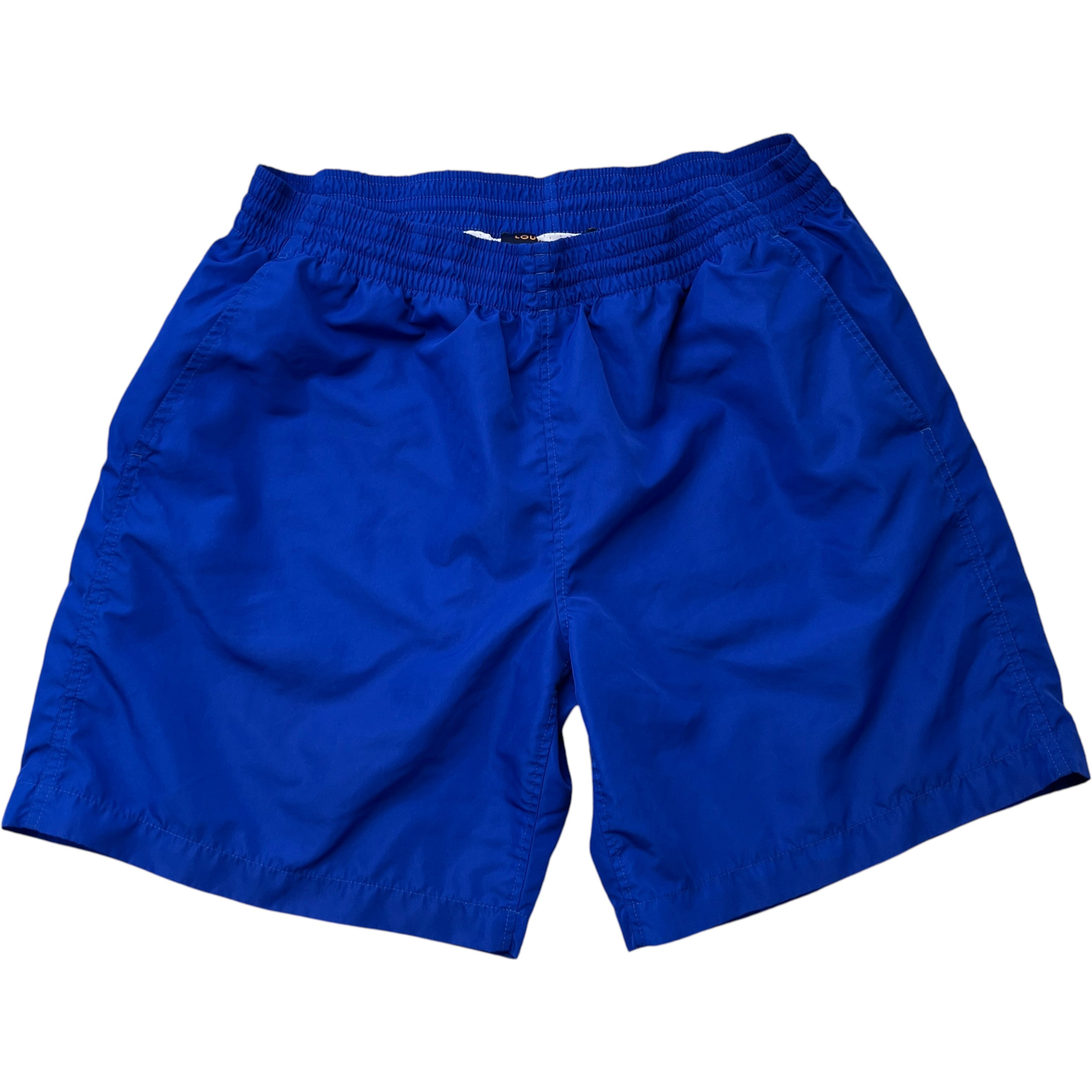 Men's Plaque Logo Swim Shorts Blue Size XL