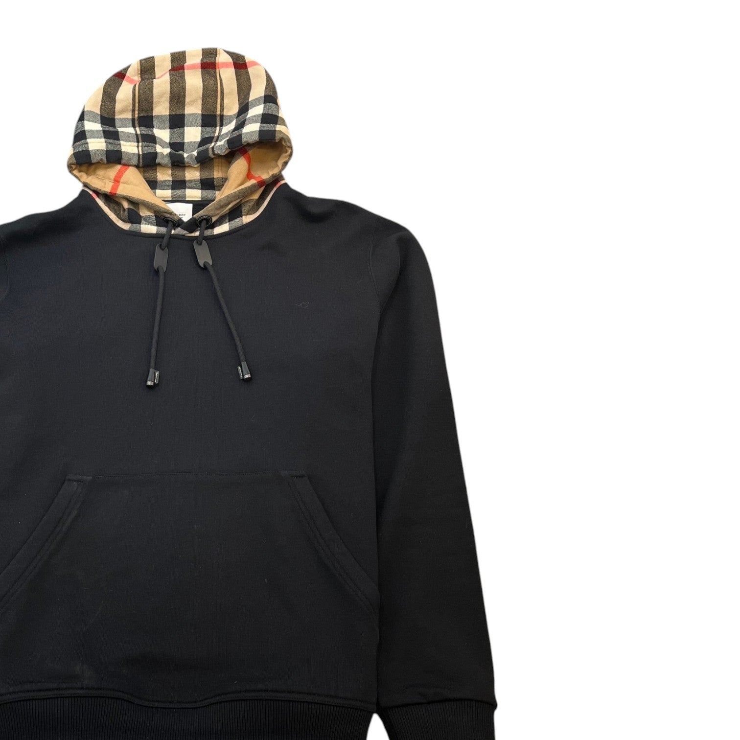Men's Check Hood Hoodie Black Size L
