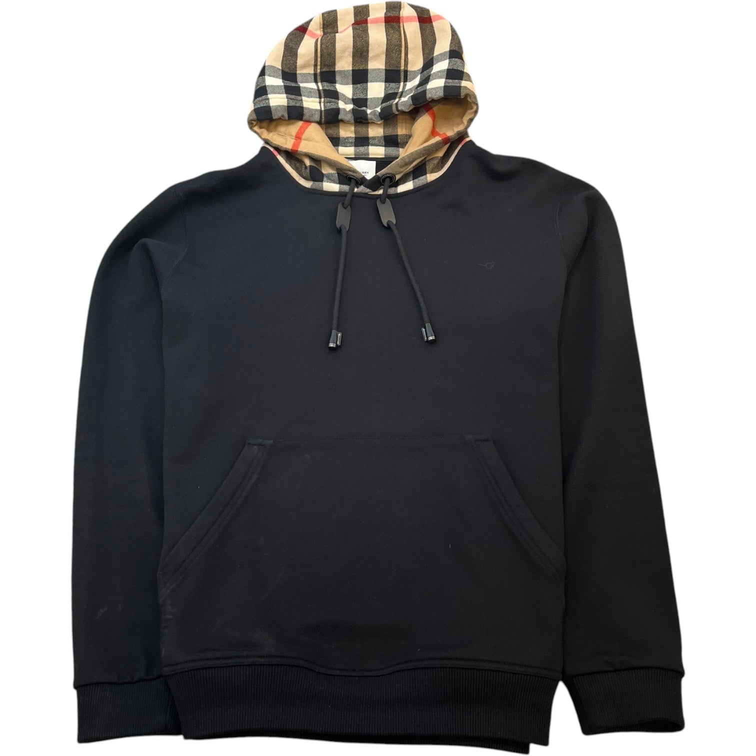 Men's Check Hood Hoodie Black Size L
