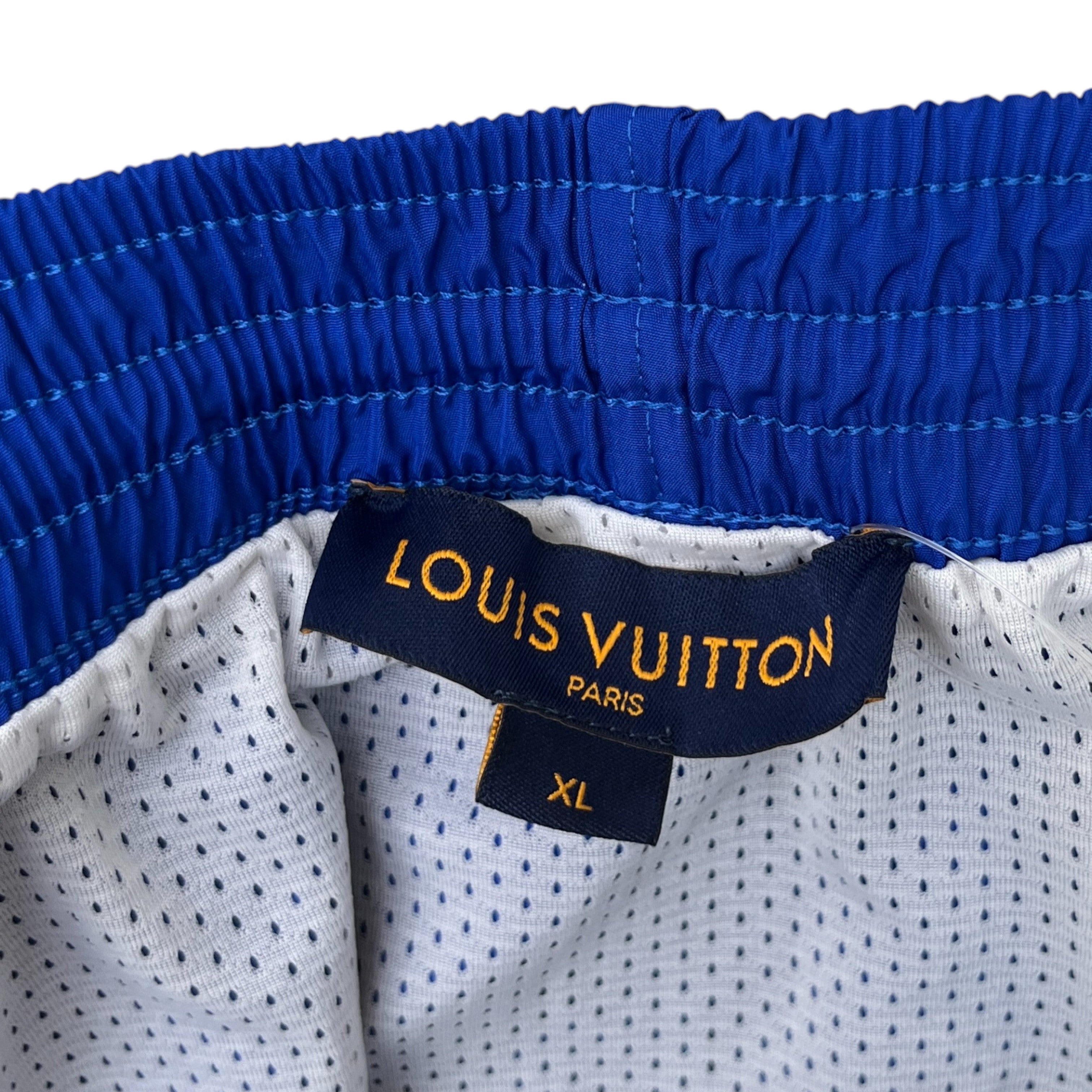 Men's Plaque Logo Swim Shorts Blue Size XL