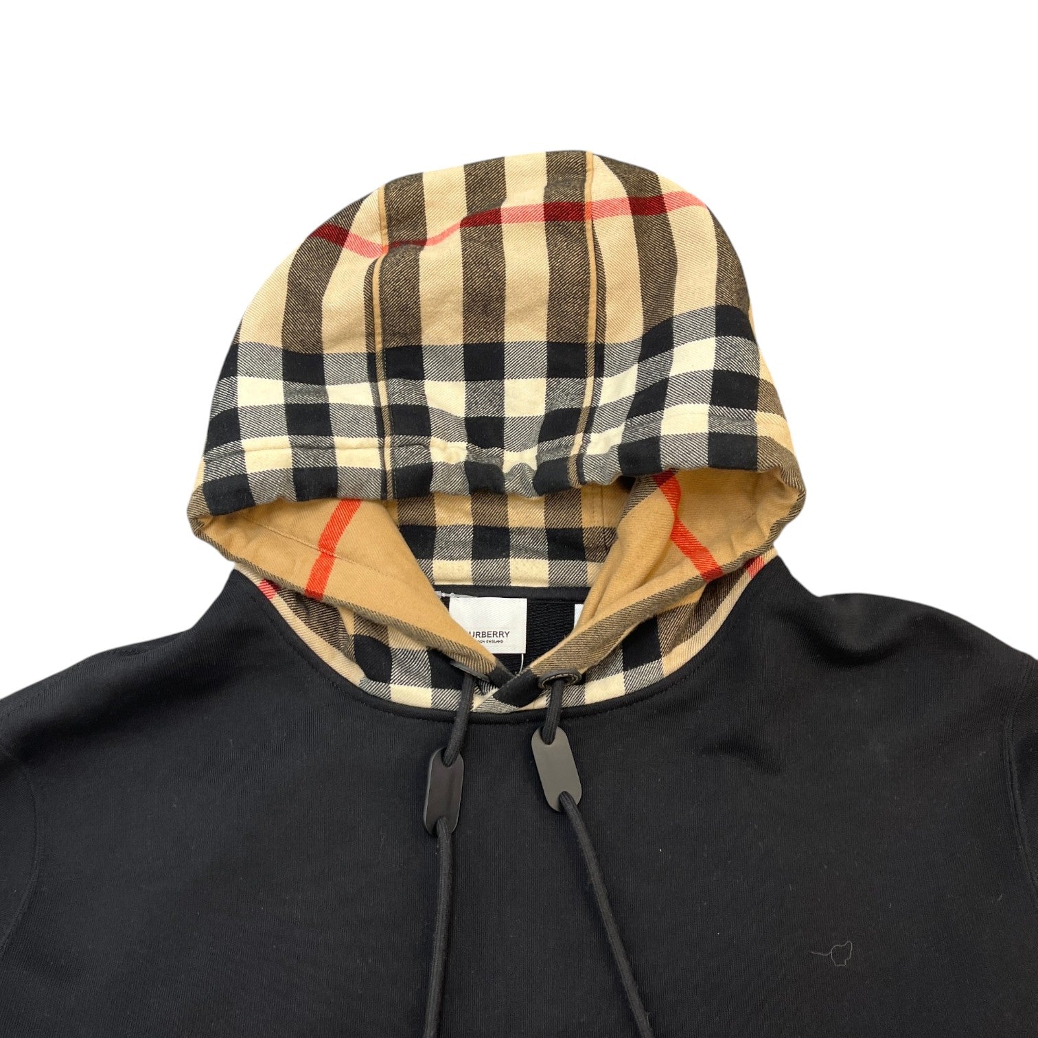 Men's Check Hood Hoodie Black Size L
