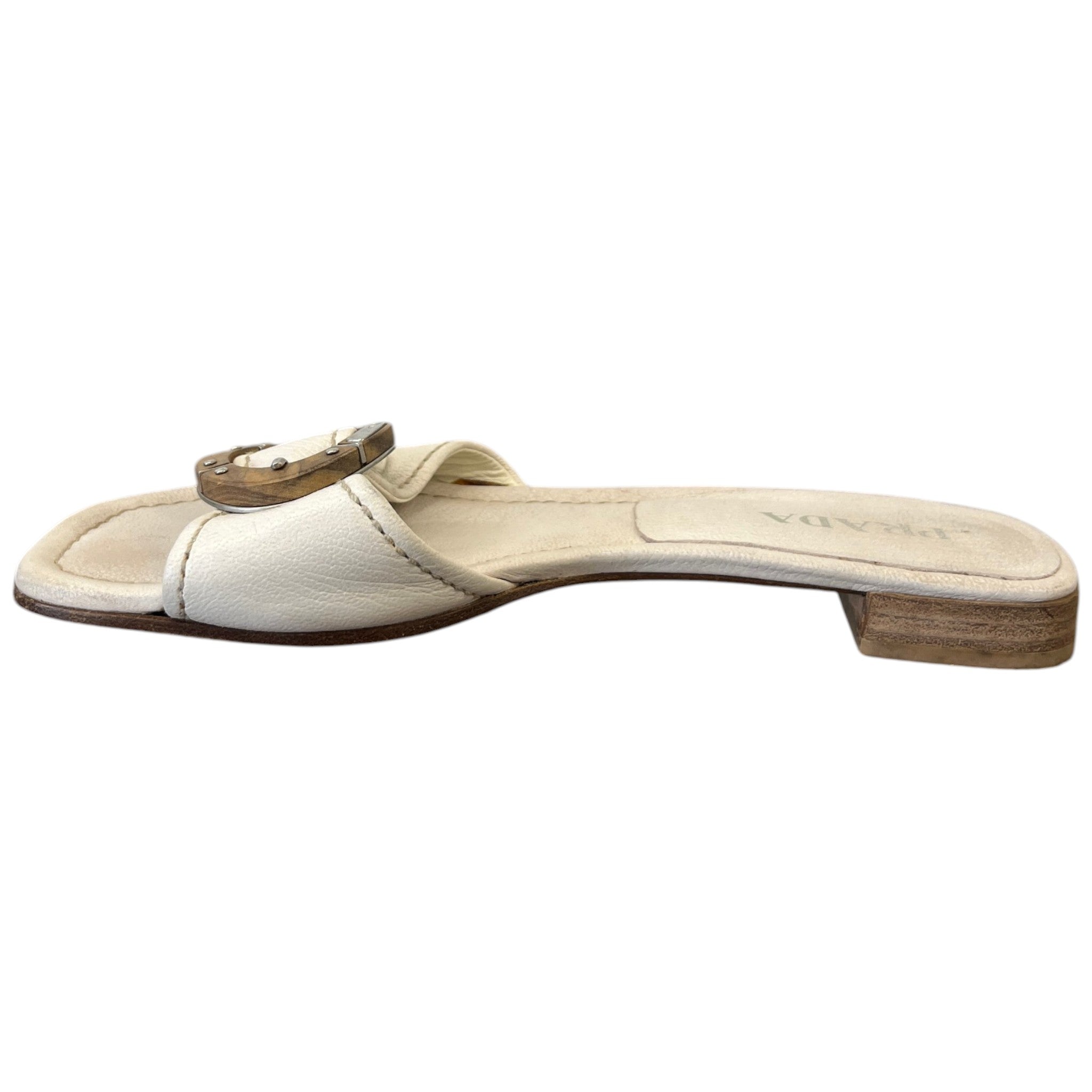 Women's Vintage Wooden Logo Sandals Cream Size EU 37 / UK 4