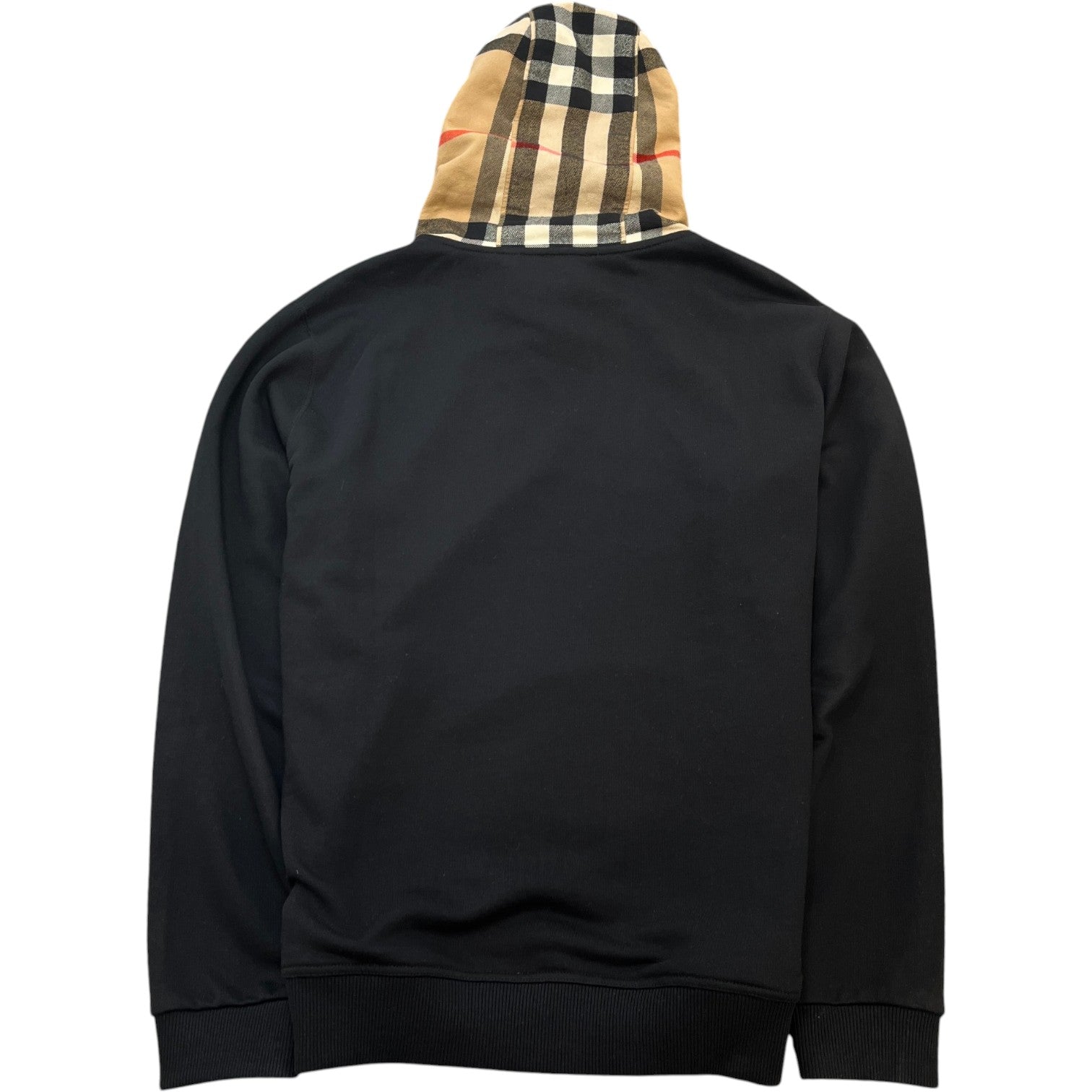 Men's Check Hood Hoodie Black Size L