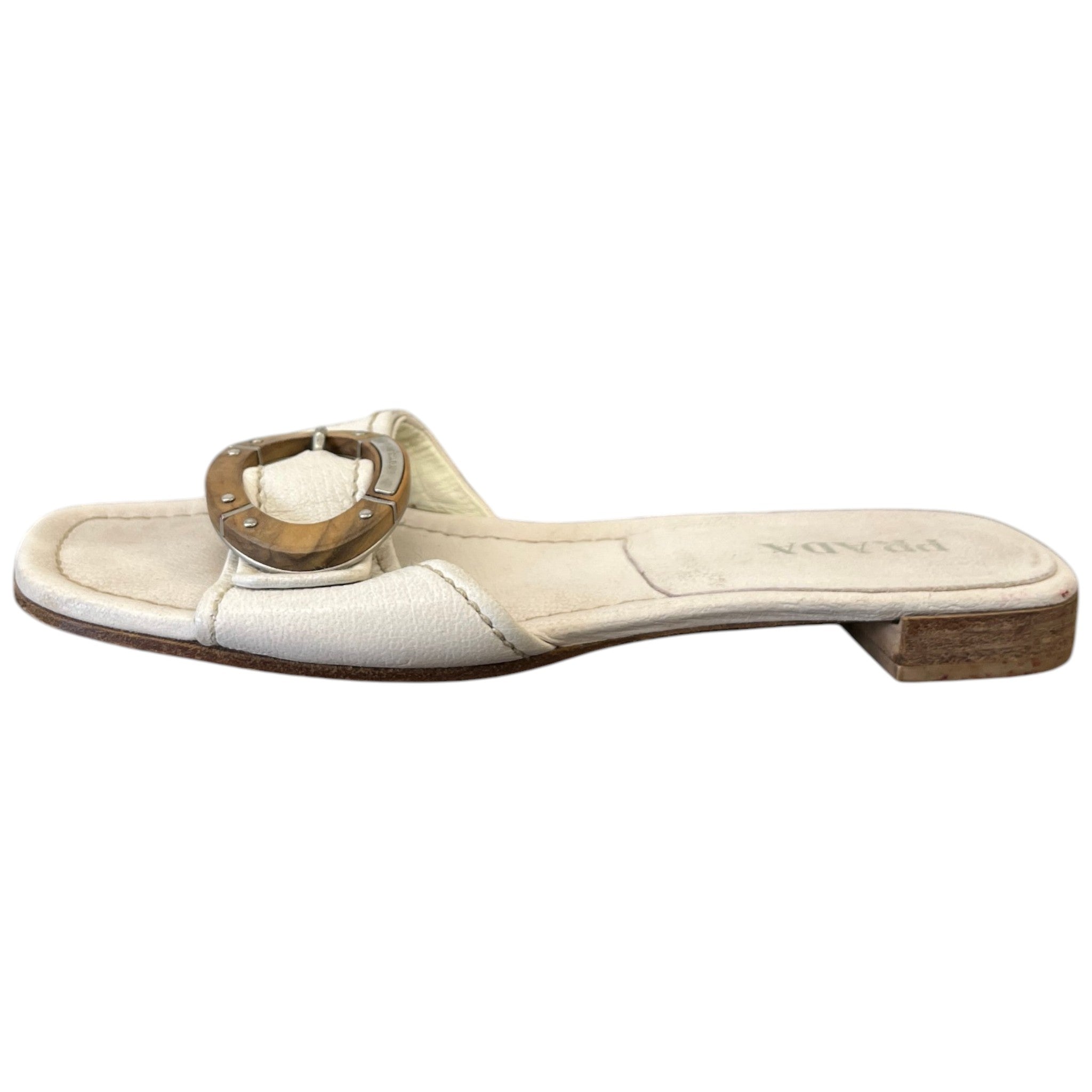 Women's Vintage Wooden Logo Sandals Cream Size EU 37 / UK 4