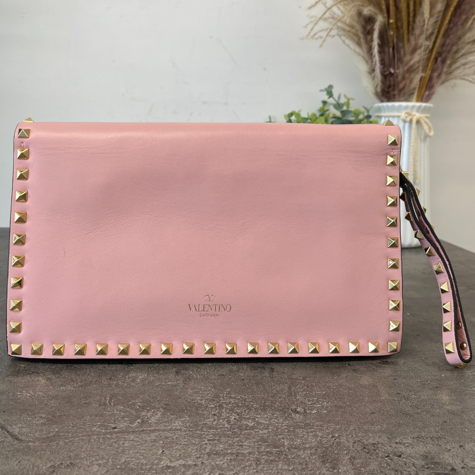 Women's Rockstud Wristlet Clutch Pink